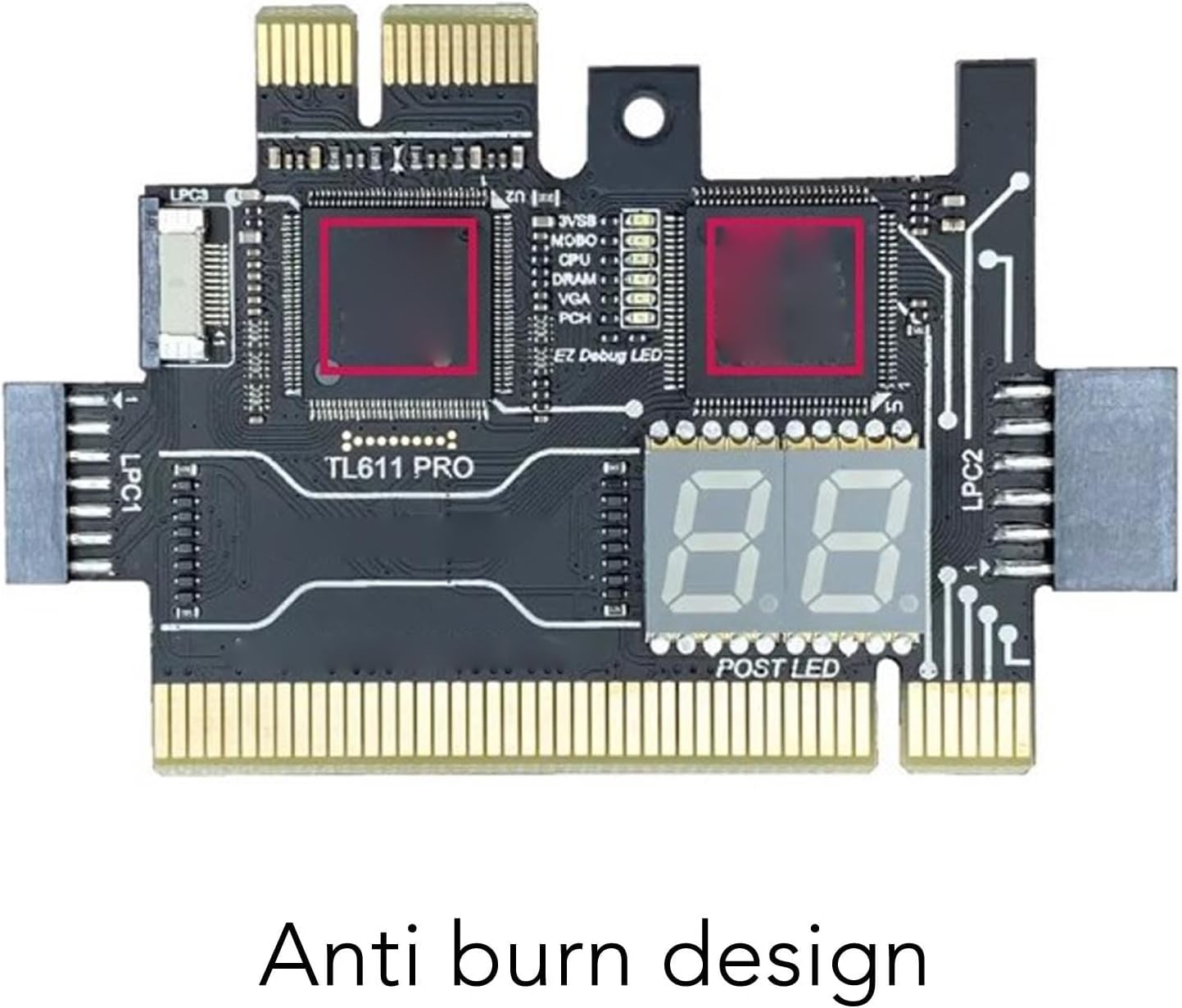 TL611 Pro Motherboard Diagnostic Card, Multipurpose Debug Card with PCI E, LED Indicators, Suitable for Asus, MSI, Gigabyte, Black, Mainboard CPU Memory VGA Module Mainly Used image number 4