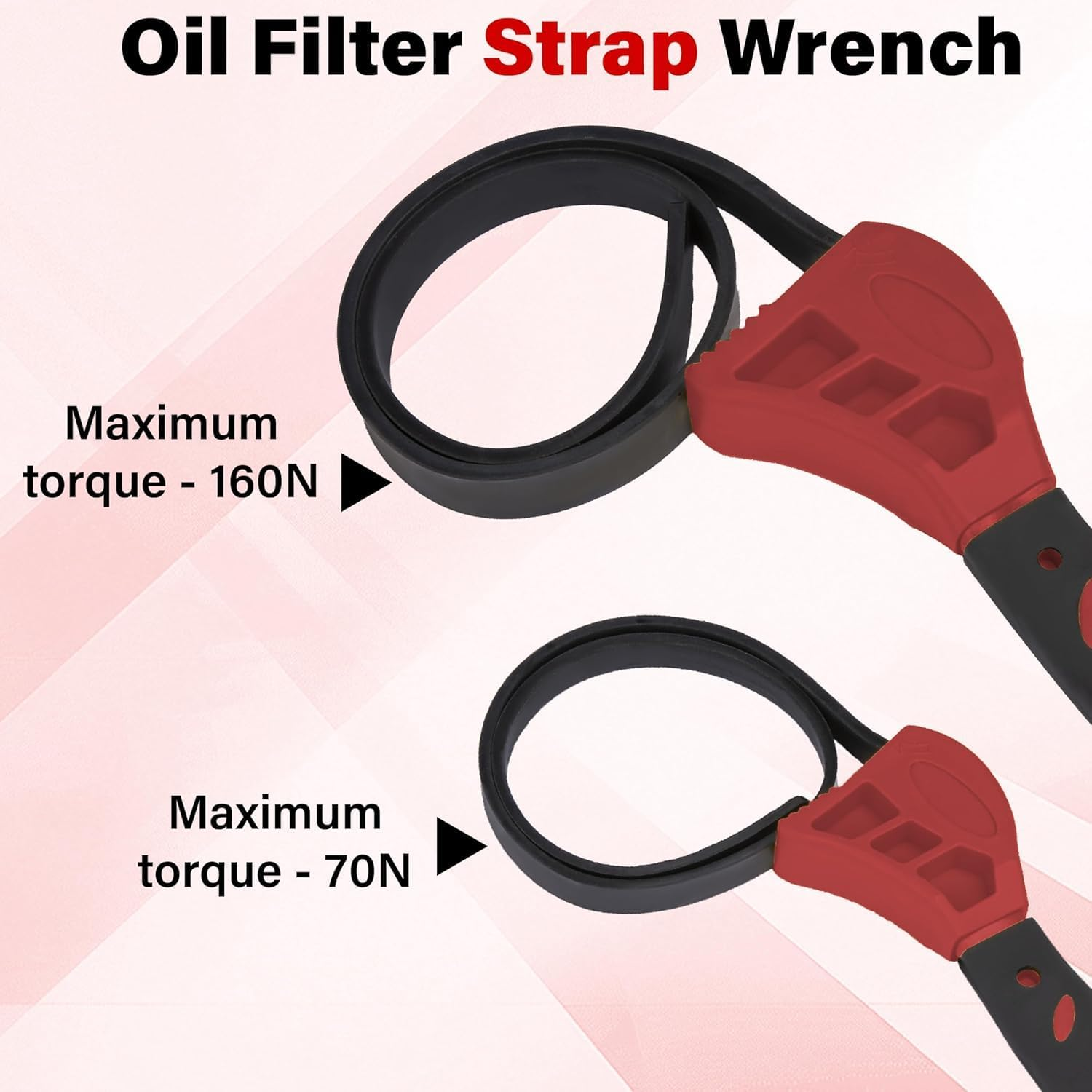 Rubber Strap Adjustable Wrench Set - 2Pcs Oil Filter Pipe Jar Opener 5.9"&8.46" Strong Grip Plumbers Universal Spanner Drain Sewer Cap Sink Pliers Nut Shower Head Valve Removal image number 1