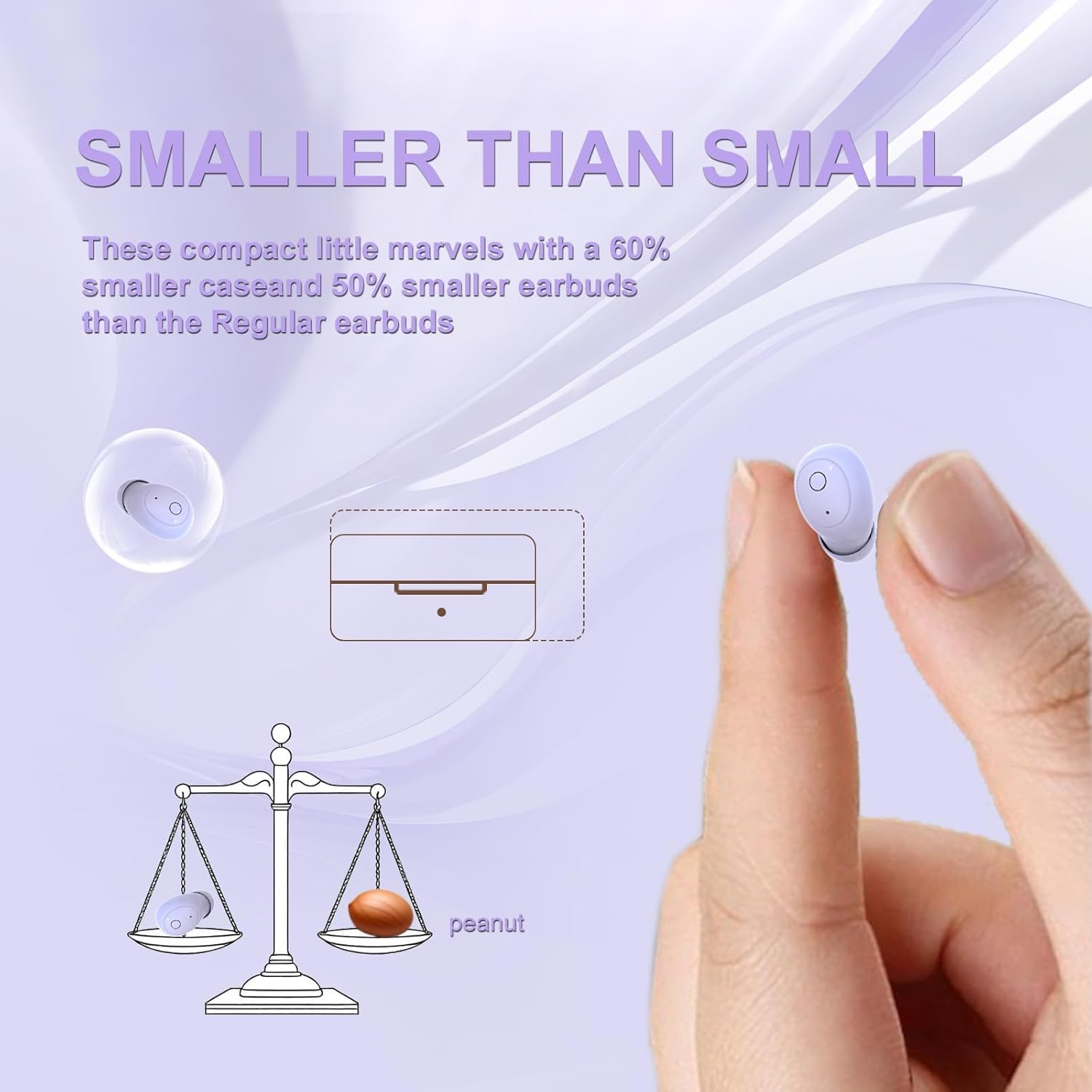 Xmenha Small Invisible Mini Earbuds Hidden Wireless Bluetooth for Small Ears Tiny Discreet Hidden Sleep Earbuds for Sleeping Side Sleepers Ear Buds Invisible for Sleeping Headphones Skin Tone - Blue image number 5