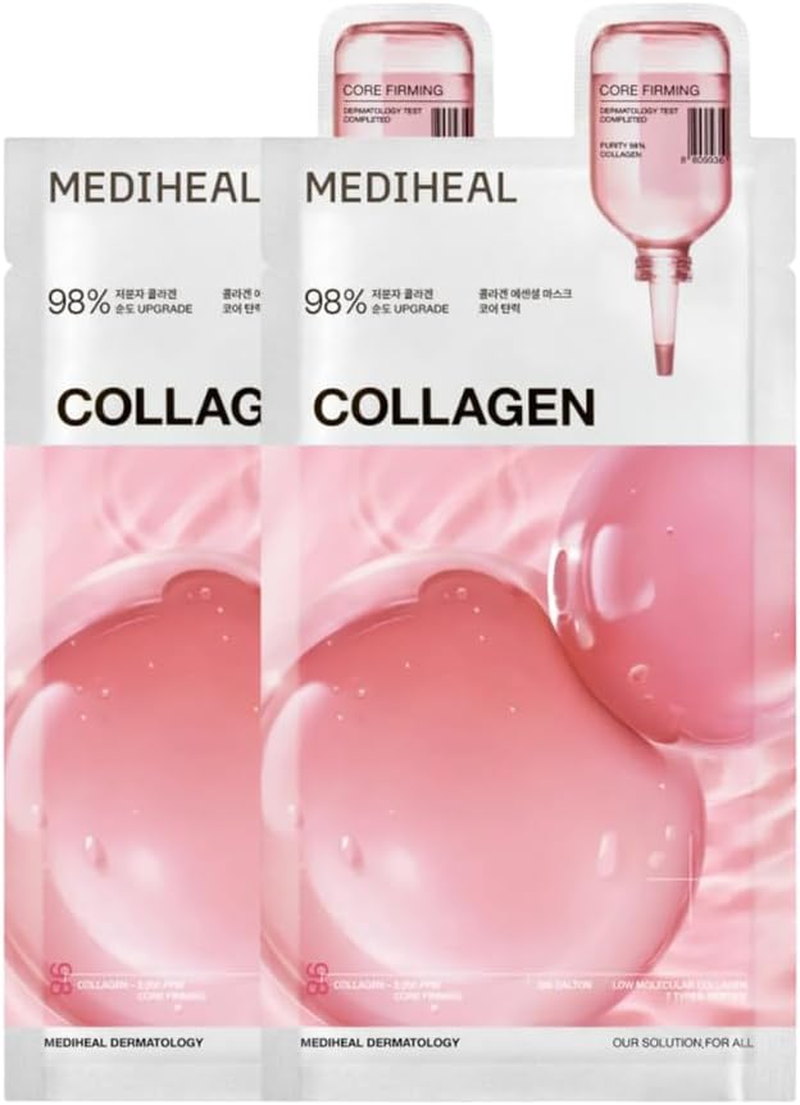 Sheet Mask New Essential HERO 14 Pack (Collagen, Ceramide, Hyalunonate, Madecassoside, Rose PDRN, Teatree, Vitamide). Korean Beauty Promotion Set for Mediheal