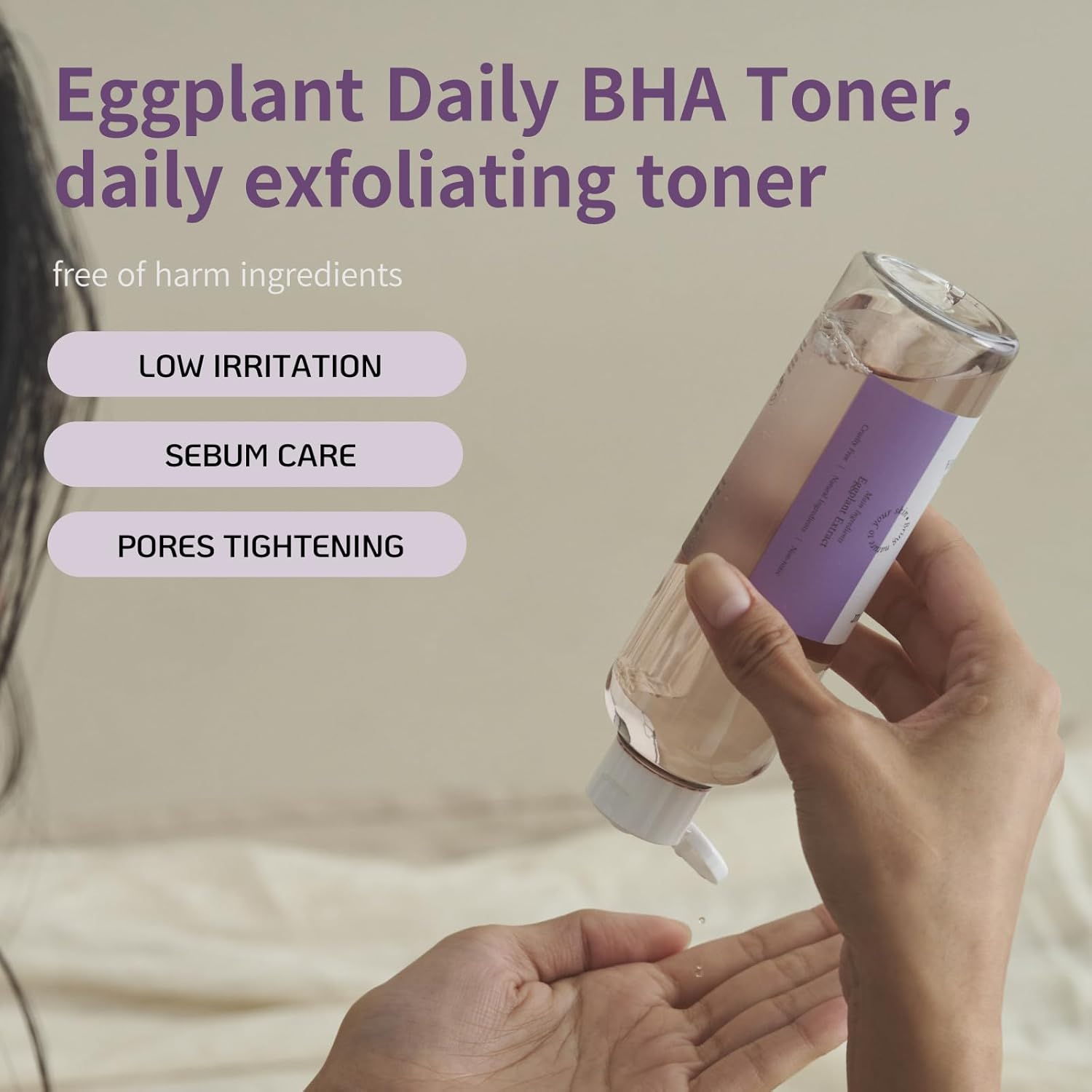 [BONAJOUR] Eggplant Daily BHA Toner &ndash; Korean Salicylic Acid Face Toner for Acne Treatment, Gentle Exfoliating & Pore Care, Vegan K-Beauty Skincare 205Ml image number 4