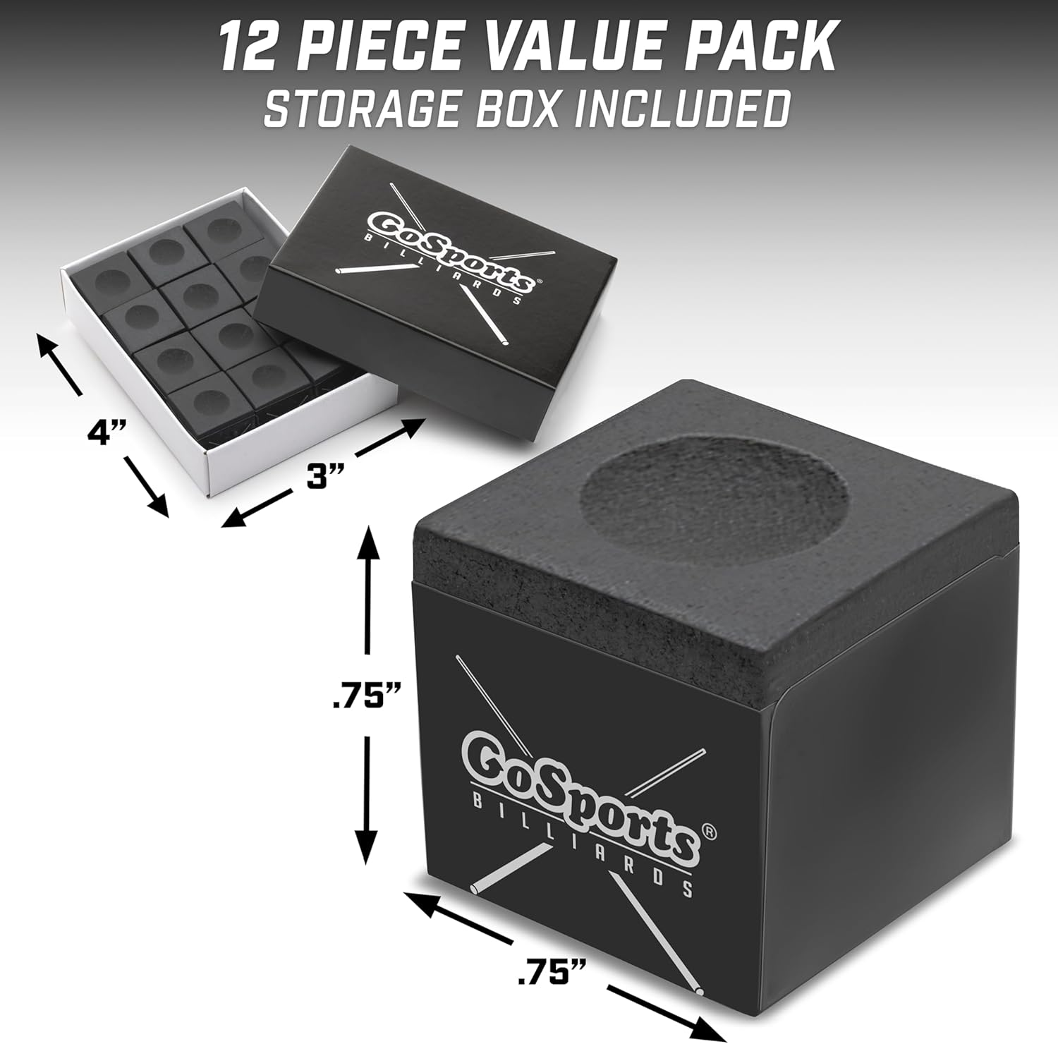 Gosports Premium Pool Cue Chalk Cube 12 Pack - Billiards Pool Stick Chalk - Black, Blue, Red, or Green - Red image number 1