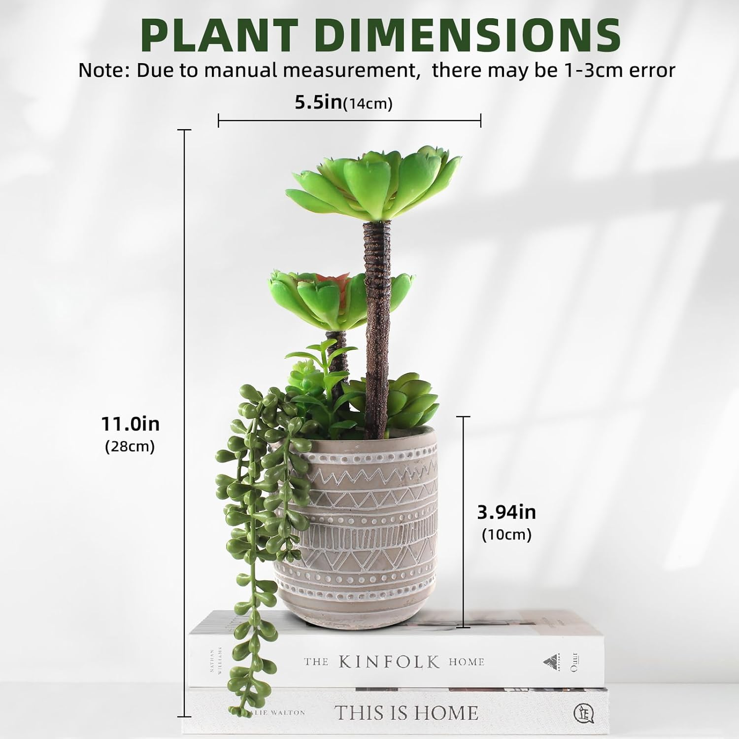 Artificial Succulents 11 Inch Fake Green Plants Premium Realistic Textured Faux Succulents String of Pearls Potted Ceramic Plant for Home Decor Table Centerpiece ﻿ image number 5