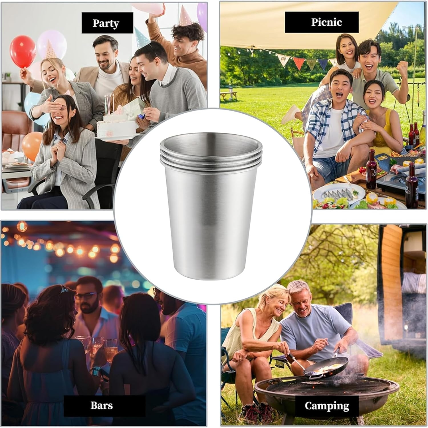 Weidllys Stainless Steel Cups for Kids and Toddlers 8 Oz - Stainless Steel Sippy Cups for Home & Outdoor Activities, BPA Free Healthy Unbreakable Premium Metal Drinking Glasses (6-Pack) image number 5