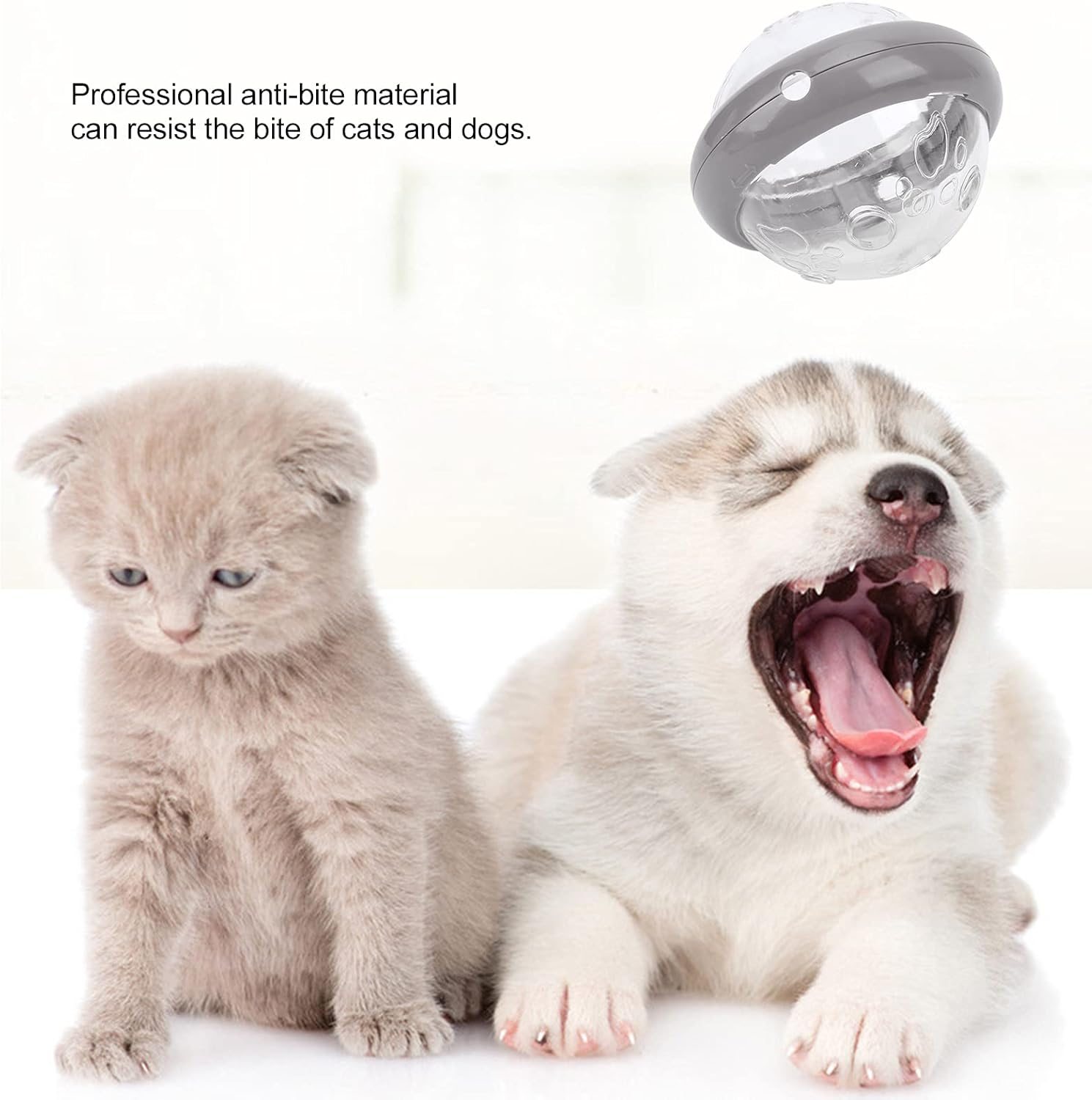 Dog Feeder Toy, Durable Flying Saucer Shaped Design Slow Eating Interactive Feeding Puzzle Toys, Pet Food Dispensing Puzzle Toy Feeding Dispenser for Dogs Cats (Ufo-Literary Gray) image number 6