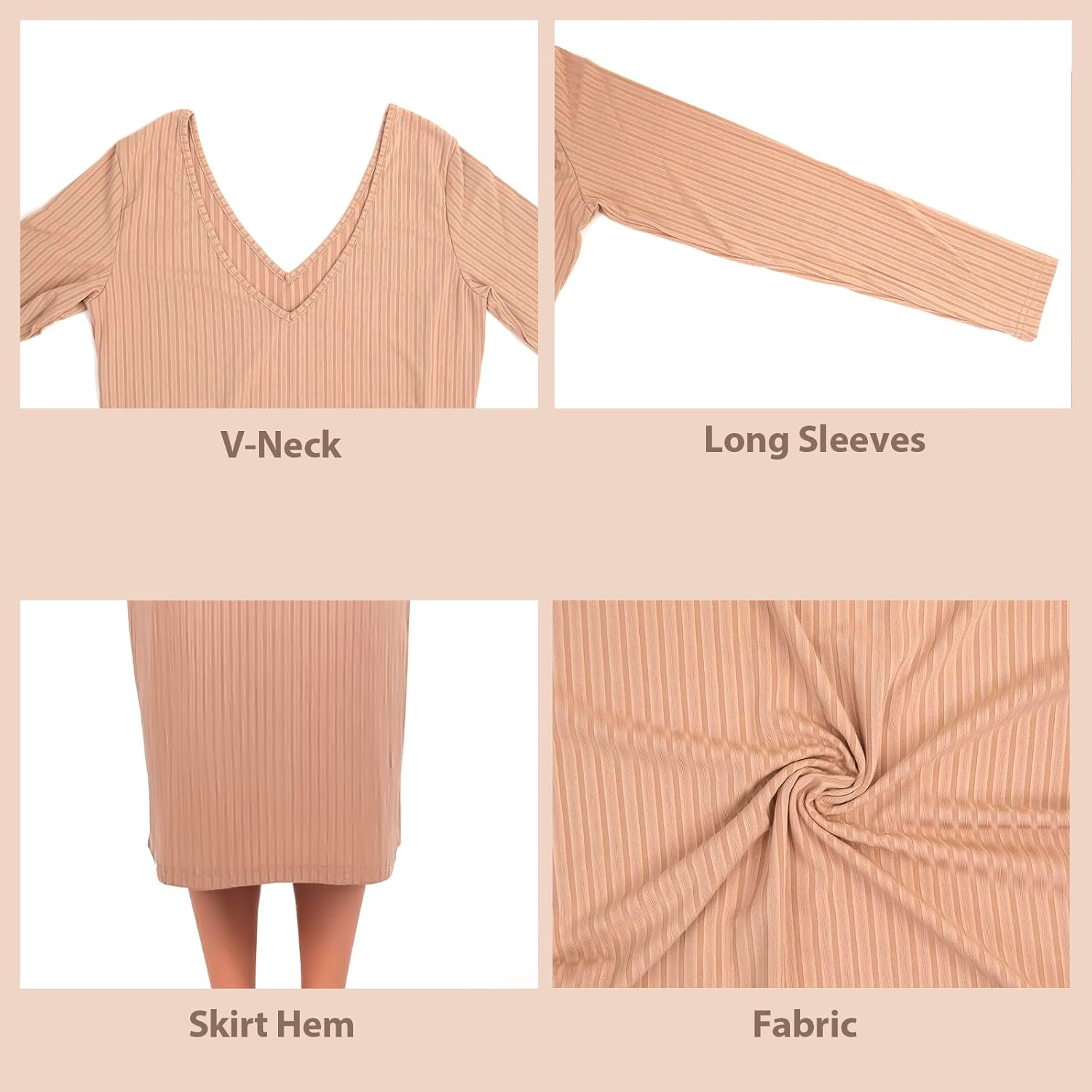 Maternity Dress Sexy Slim V-Neck Long Sleeve image number 4