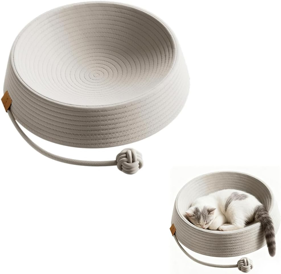 HYAVIA round Cat Scratcher Bowl &ndash; Interactive Cardboard Scratching Pad for Cats & Kittens, Couch-Style Grinding Claw Toy, Indoor Lounge Scratcher with Geometric Pattern (M) image number 4