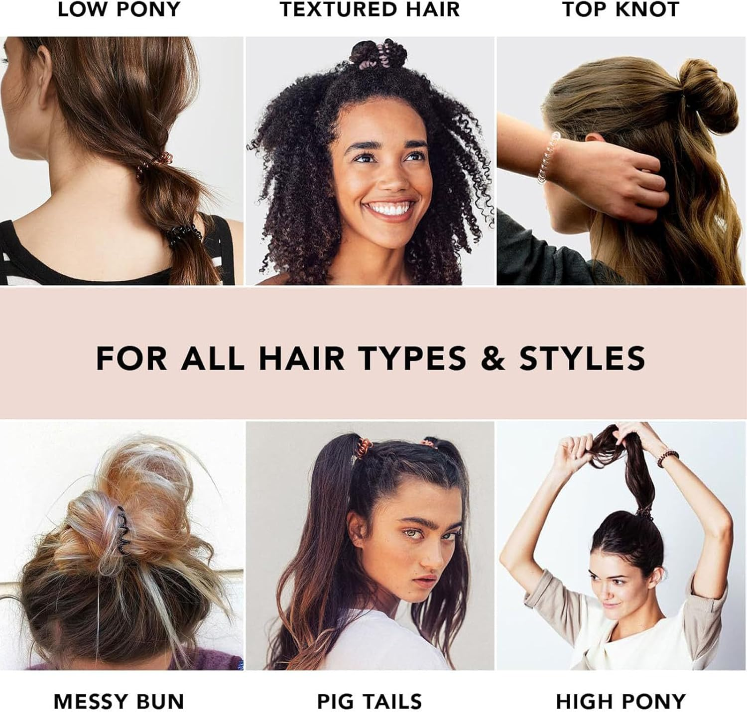 12 Packspiral, Waterproofstylish Phone Cord Hair Ties, Gradient Colours, No-Damage Ponytail Holders,Coil Hair Ties for Thick Hair & Thin Hair image number 2