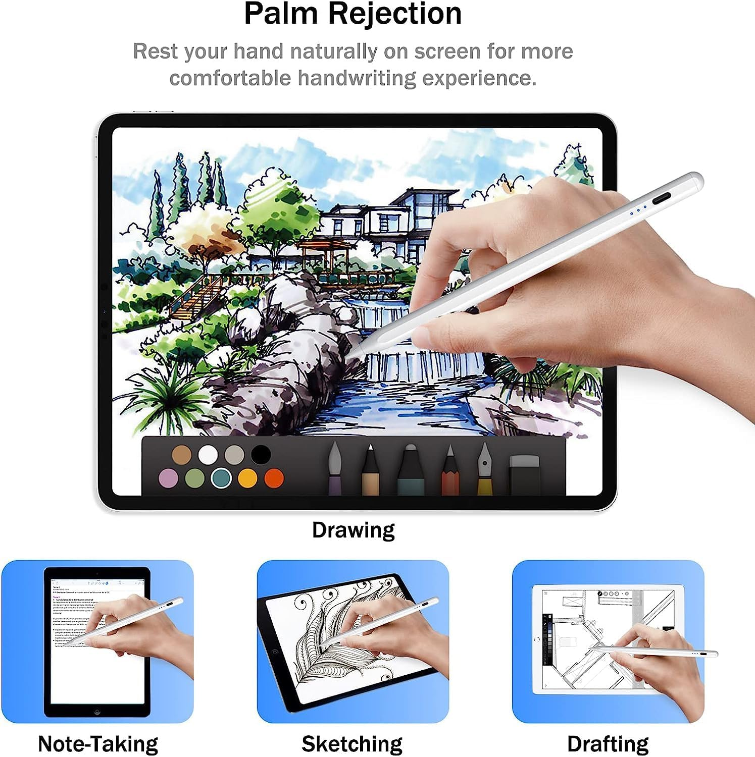 Stylus Pen for Ipad (2024-2018) with Fast Charge & Palm Rejection,Fojojo Active Pencil for Apple Ipad Pro 11/13 M4,Ipad Air 11/13 M2,Ipad Pro 11/12.9",Ipad 10/9/8/7/6Th,Ipad Air 5/4/3Rd,Ipad Mini 6/5