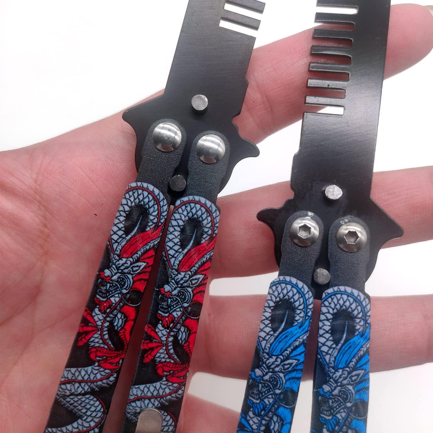 WANLIAN Beautiful Comb,Beautiful Comb Stainless Steel Folding Practice Combs Hair Styling Tools for Sport Outdoor Use (2 Dragon) image number 5