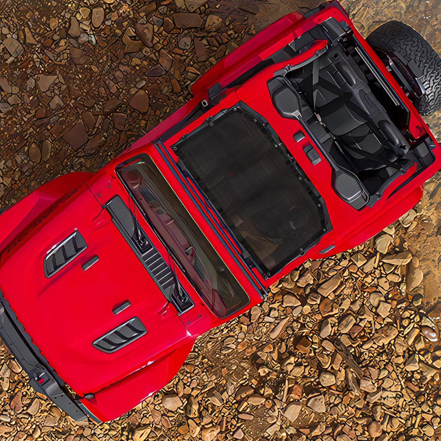 Sunshade for 2018-2023 Jeep Wrangler JL JLU 2 Door 4 Door Front Mesh Sun Shade JL Sunshade Bikini Soft Top Roof Cover Net Accessories, Blocks UV, Wind, Noise, Black image number 2