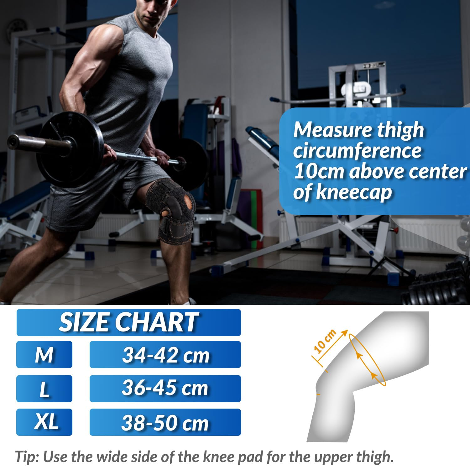 AUTOWT Professional Hinged Knee Brace, Adjustable Compression Knee Support Wrap for Men Women, Open Patella Knee Wrap for Running, Arthritis, Meniscus Tear, ACL, MCL, Injury Recovery, Pain Relief (M) image number 3