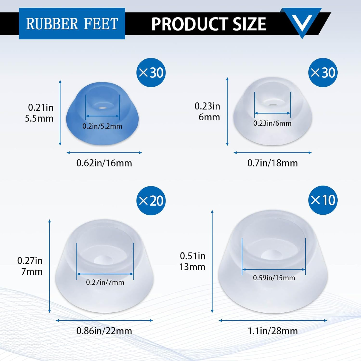 90 Pieces Screw on Rubber Feet for Cutting Board, Non Slip Cutting Board Feet, round Cabinet Rubber Bumpers Pads Legs Protectors for Furniture Chair Table Dresser image number 4