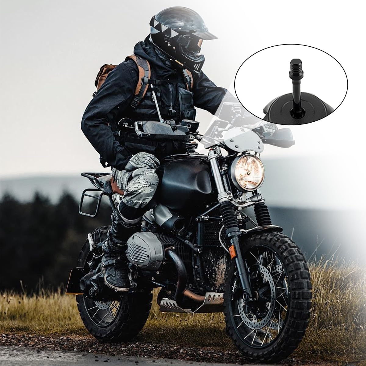 2 PCS Breather Hose Gas Fuel Tank Cap, CNC One Way Tank Valve Vent Tube with Aluminum Cap, Fuel Gas Cap Vent Tube Breather, ATV Off-Road Motorcycle Accessories (Black, Black Hose) image number 2