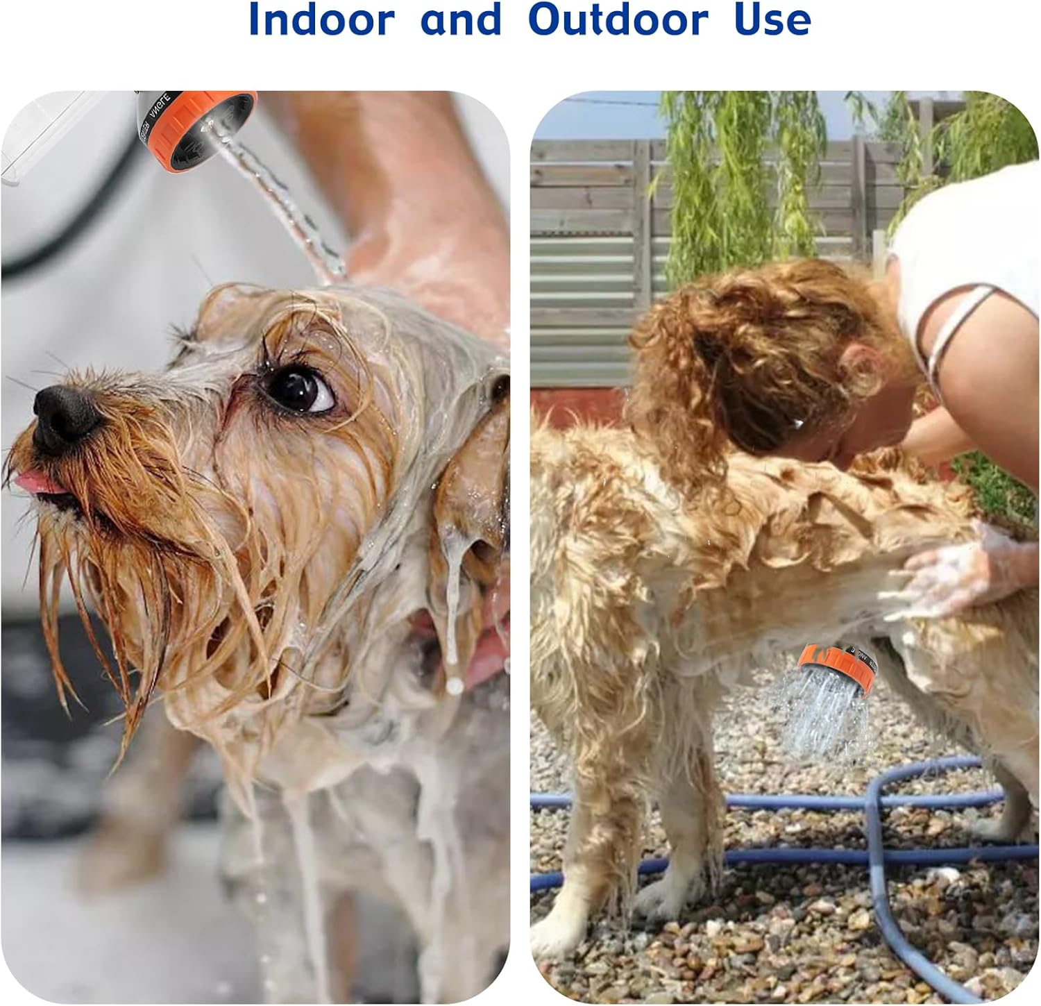 Dog Shower Attachment Sprayer Nozzle with 3/4" GHT Male X 1/2" NPT Male Connector for Garden Hose Wash with Soap Dispenser Hose Shampoo Nozzle for Indoor Outdoor Pet Pup - Silver image number 4