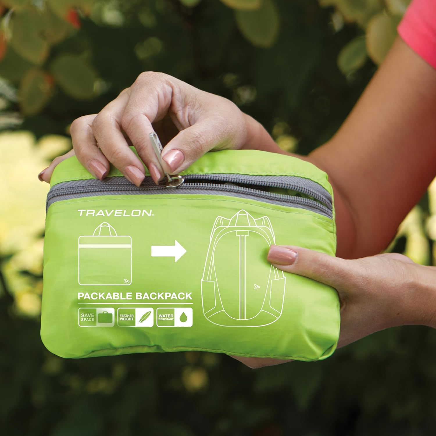 Travelon Packable Backpack, Lime, One Size, Packable Backpack image number 4