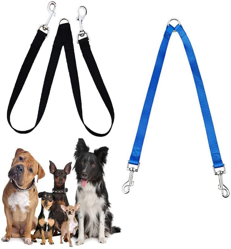 2 Way Double Dual Dog Leash Lead Walk 2 Dogs with One Lead Coupler Nylon Harness - Blue image number 6