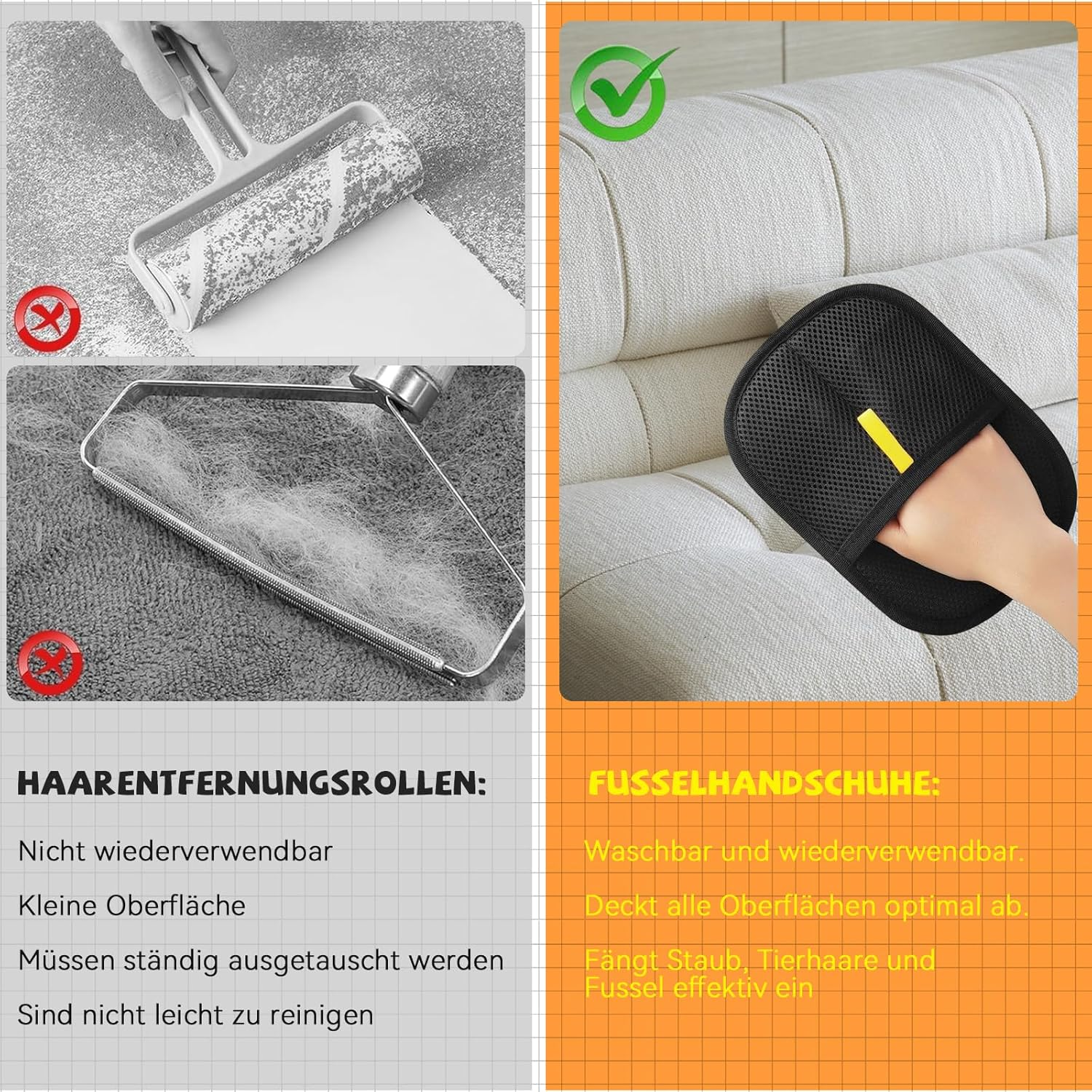 Pack of 2 Electrostatic Hair Removal Gloves 2025 Pet Hair Remover Gloves, Reusable Fur Magnetic Glove for Dogs, Cats, Cleaning Hair Removal and Beauty Purposes image number 3