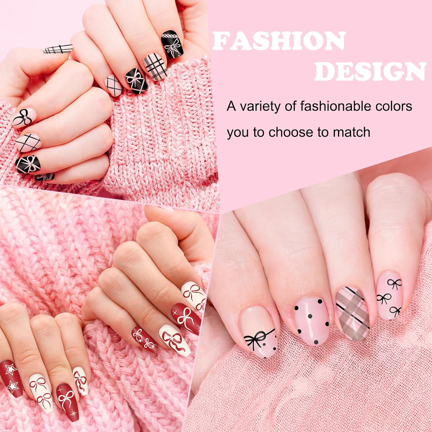 Jarthenaamcs 4Pcs Bow Nail Plates Stamping Set Heart Bear Bowknot Stamp Templates Nail Art Plates for Coquette DIY Print Manicure Salon Design image number 1