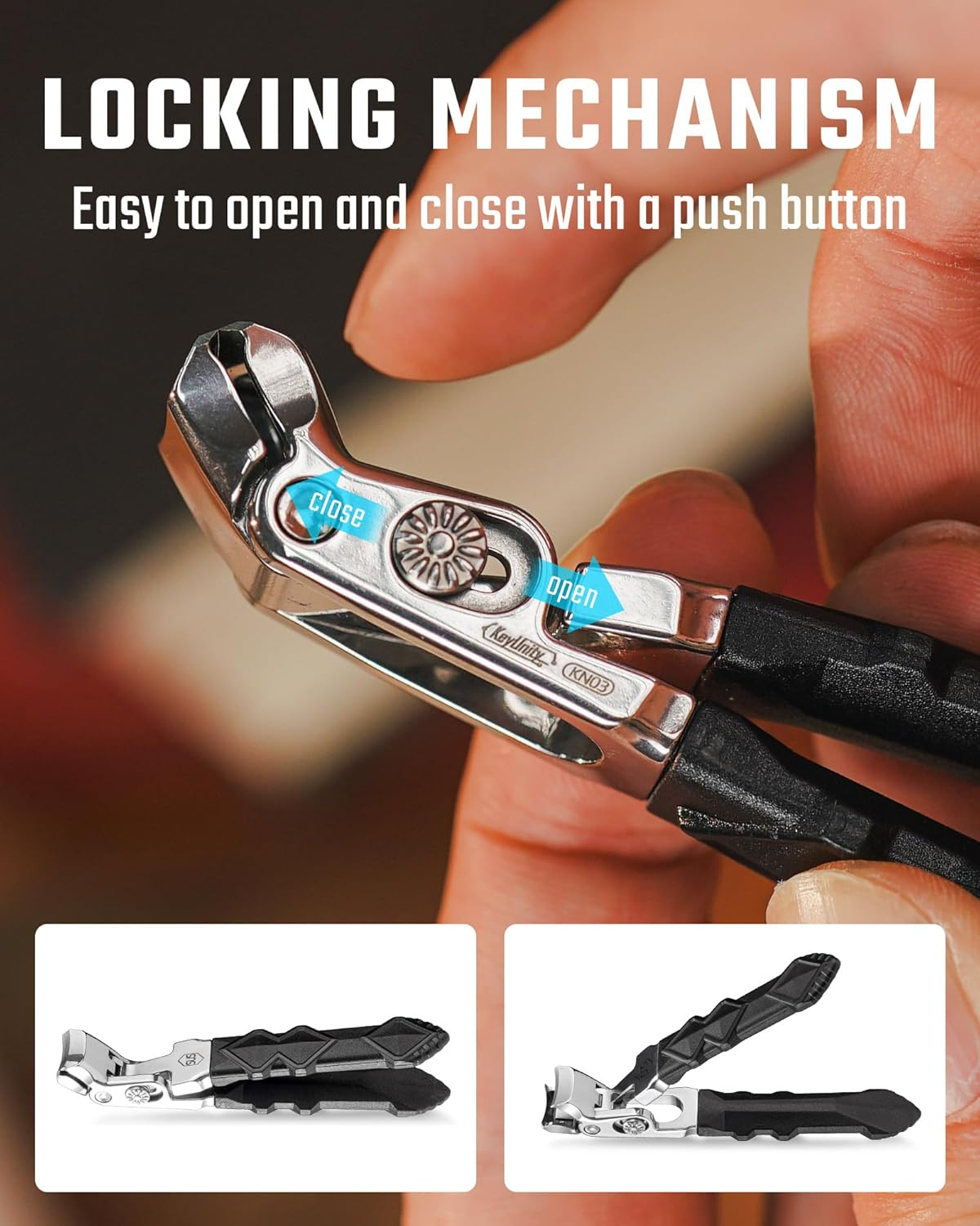 Keyunity KN03 Nail Clippers for Seniors, Lockable Toenail Cutter, Wide Jaw Opening Nail Trimmer for Thick Nails image number 5