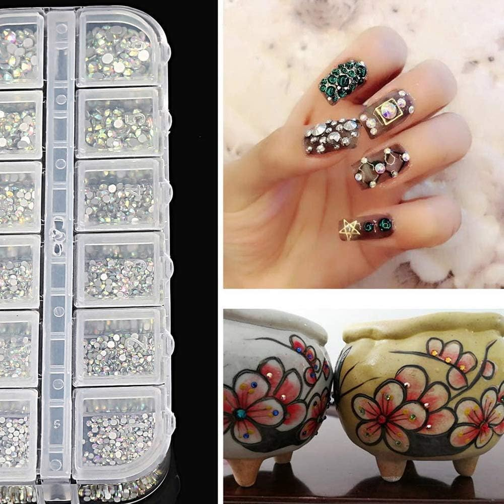 2 Boxes Nail Crystal AB Nail Art Rhinestones Professional Nail Art Gems Nail Crystals Clear Rhinestones Mixed Sizes image number 1