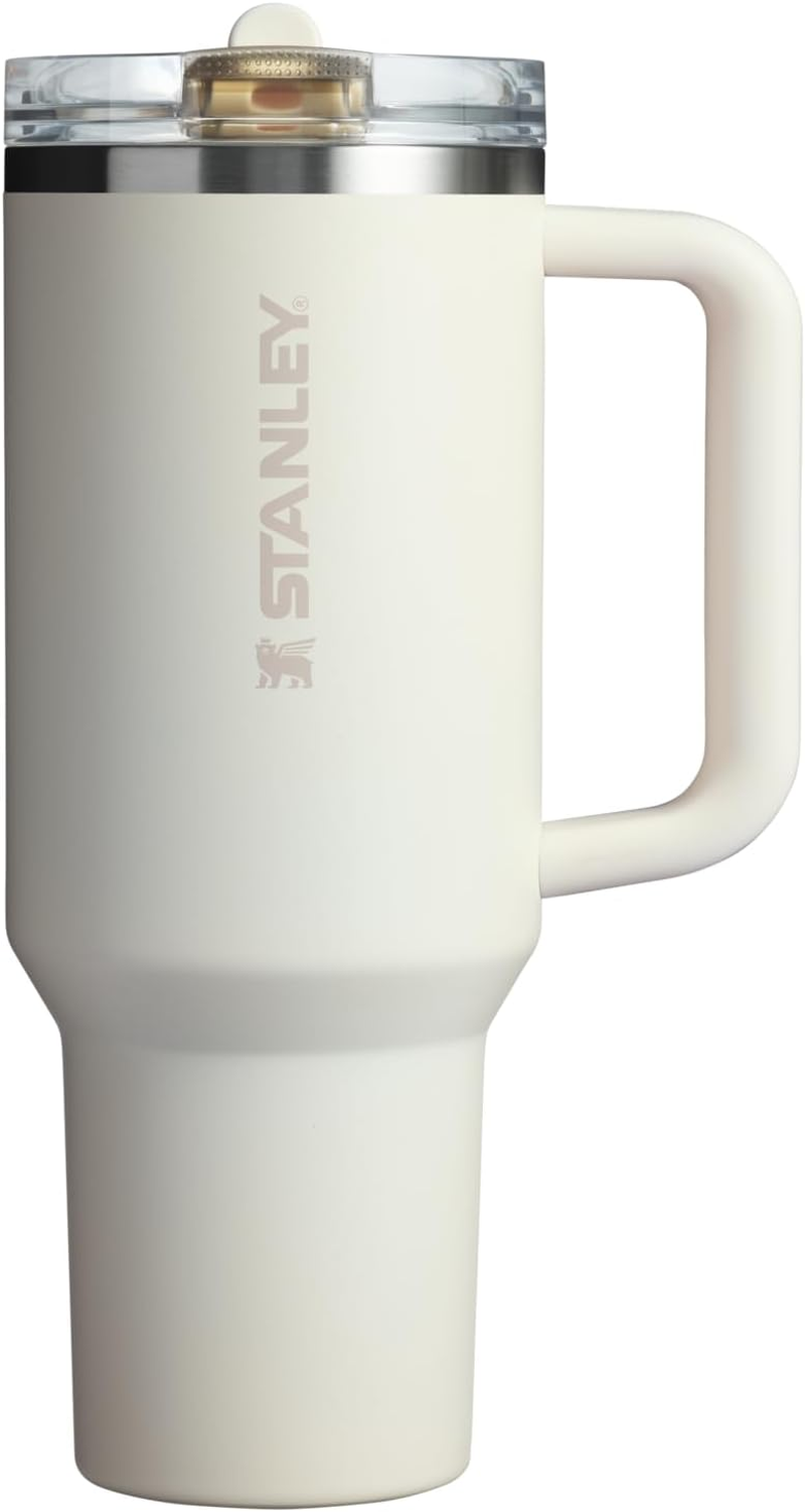 Stanley Quencher Protour Flip Straw Tumbler with Leakproof Lid 40 Oz | Built-In Straw and Handle | Cup Holder Compatible for Travel | Insulated Stainless Steel Cup | Bpa-Free | Cream