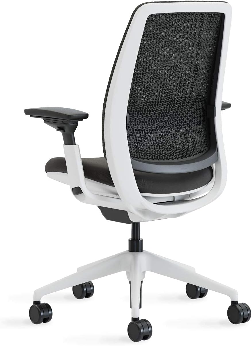 Steelcase Series 2 Ergonomic Office Chair, 3D Microknit Licorice Back, Graphite Grey Fabric Seat; Seagull White Frame, Adjustable Lumbar, Seat Depth Adjustment, Breathable Mesh Back image number 2