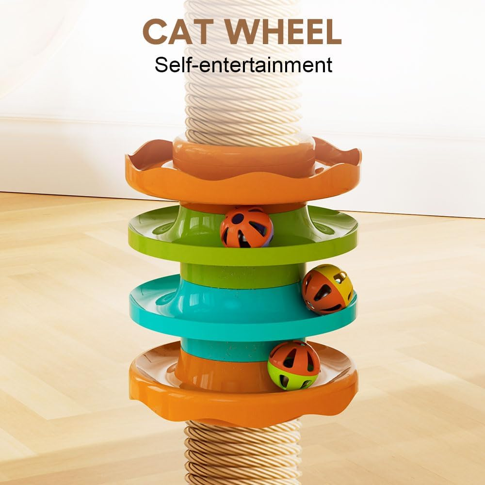 Melpet Cat Tree Tower Floor-To-Ceiling Cat Climbing Scratching Post, Adjustable Height 2.5-2.8M with Observation Deck and Space Capsule for Multiple Cats image number 6