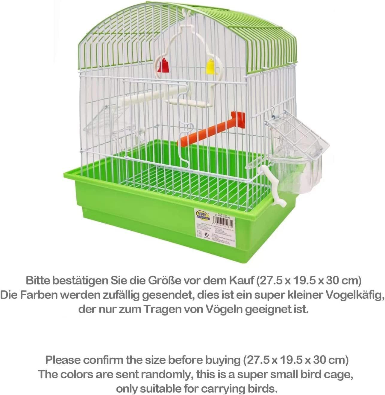 BPS BPS-1163 Metal Bird Cage Small Cage with Feeding Bowl and Drinking Bucket Swing Colour Random 27.5 X 19.5 X 30 Cm image number 2