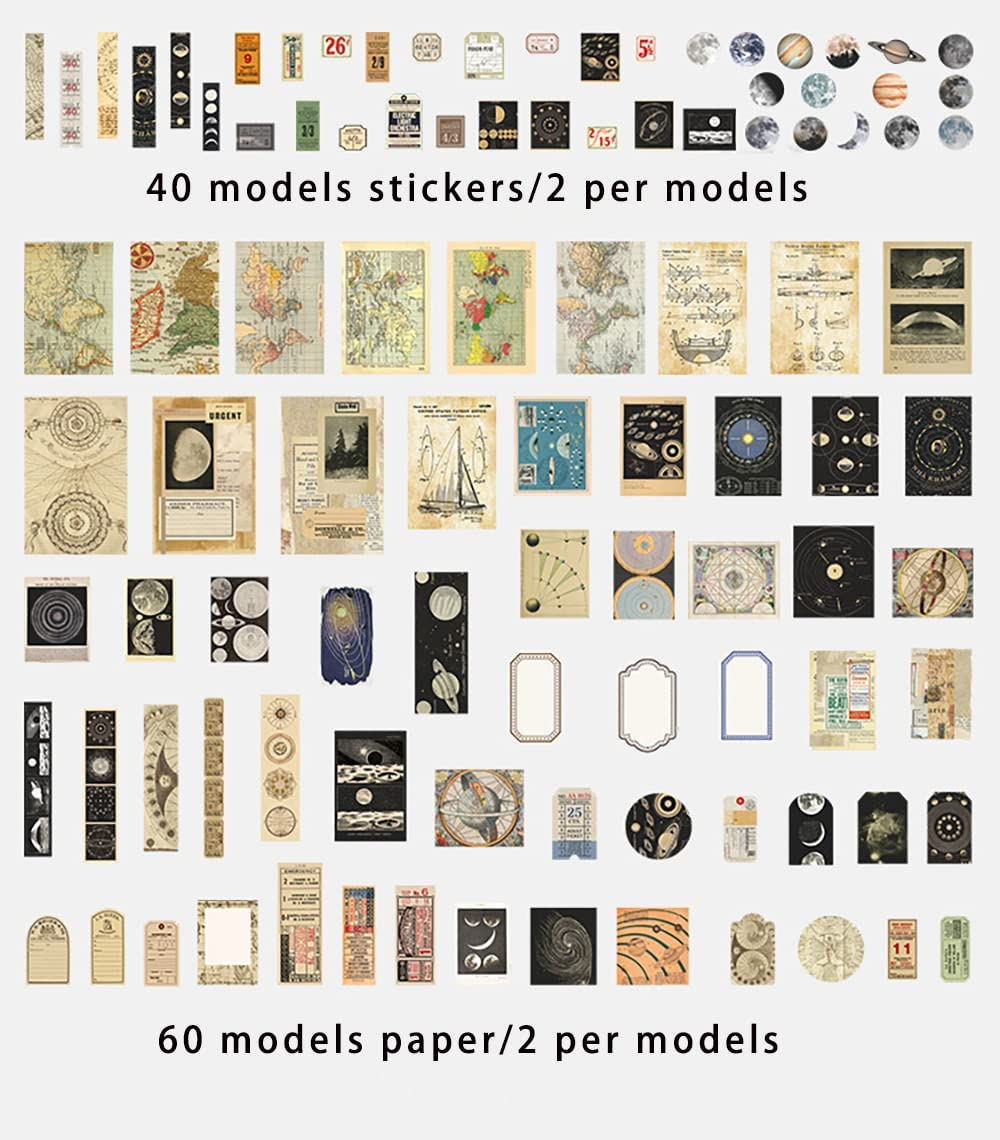 400 Pcs Vintage Scrapbooking Supplies Including 240 Pcs Retro Scrapbook Paper Decor and 160 Pcs Adhesive Washi Stickers for Scrapbooking Album Art Craft Travel Journal image number 5