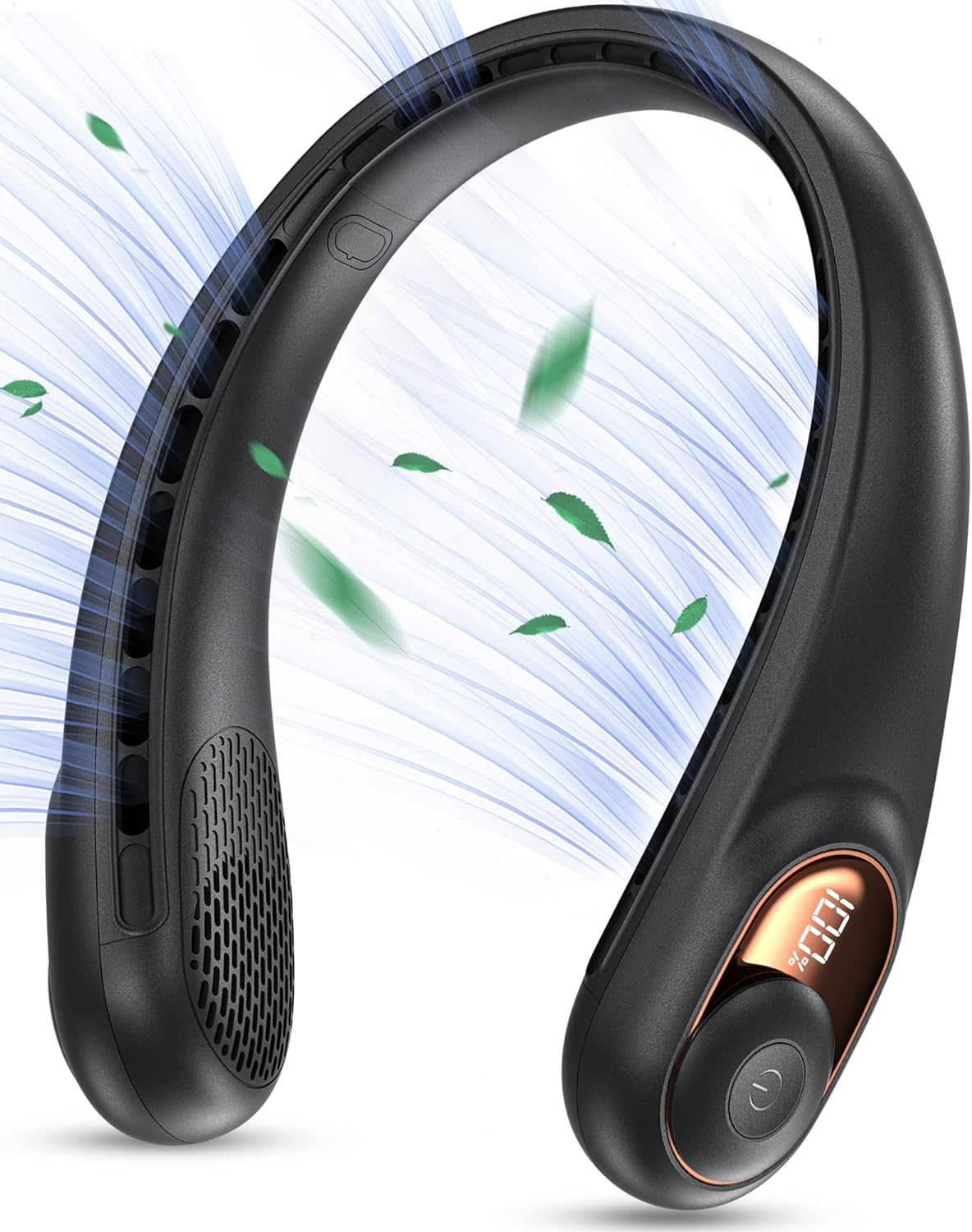 KIDEE Neck Fan, Portable Bladeless Neck Fans, Upgrade 360&deg; Airflow, Super Quiet, 3 Speeds, 4000Mah Personal Wearable Neck Fan, Upgraded Cooling Air Volume USB Rechargeable Hands Free Fan - Greenish White image number 2