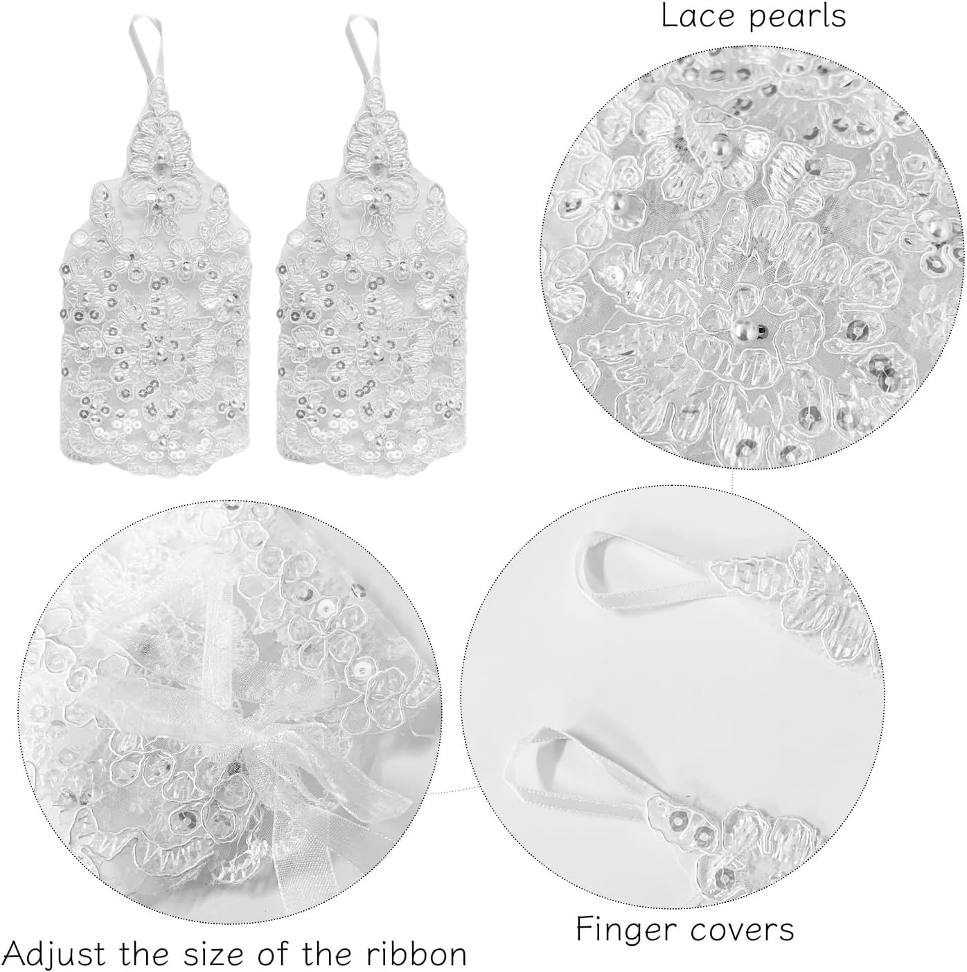 JDNFKG 1 Pearl Headpiece, 1 Pair Lace Gloves, Flower Shaped Headpiece, Elee Headbands, Wedding Dress Accessories image number 3