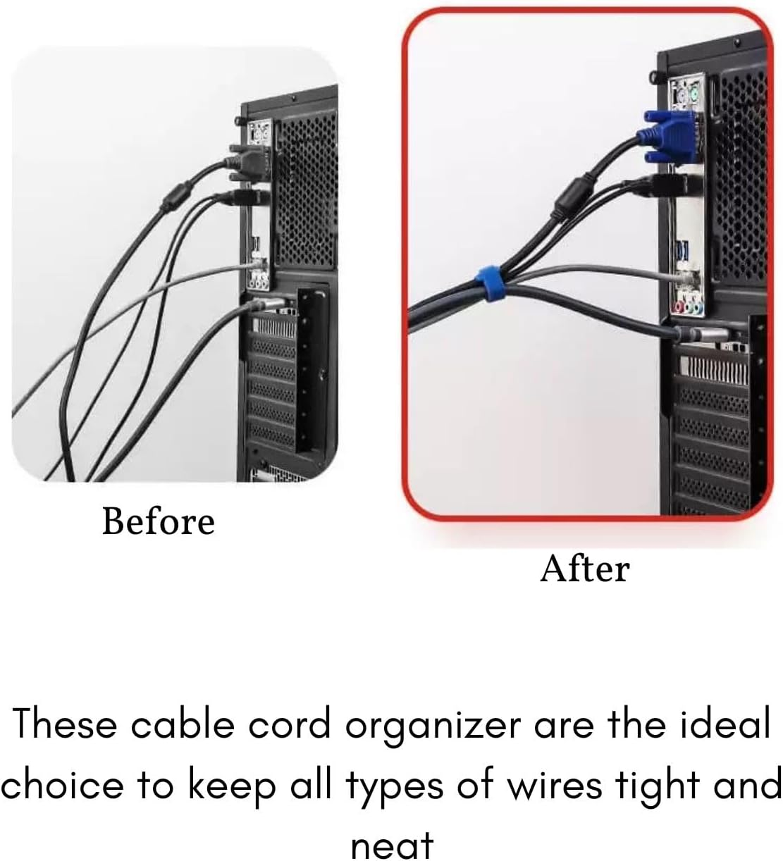 100 Pcs Heavy Duty Reusable Cable Ties 15 Cm (6 Inch) - Adjustable Cord Organizer Straps for Wire Management, Home Office Electronics - 7 Colors image number 5