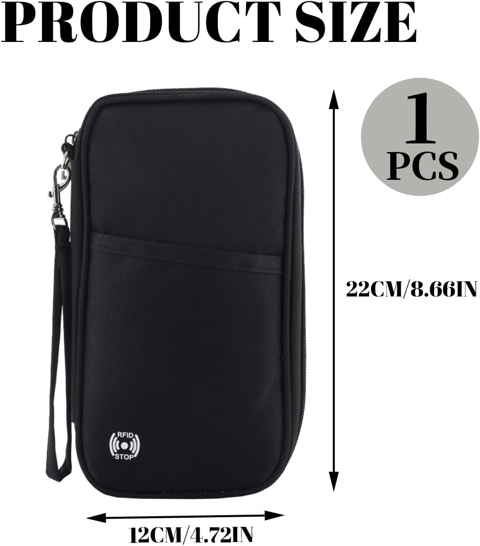 Travel Passport Wallet for Family, RFID Blocking Waterproof Document Organizer for Men & Women, Holds 4-6 Passports, Tickets, Cards & Cash, Compact Grey Travel Wallet image number 4