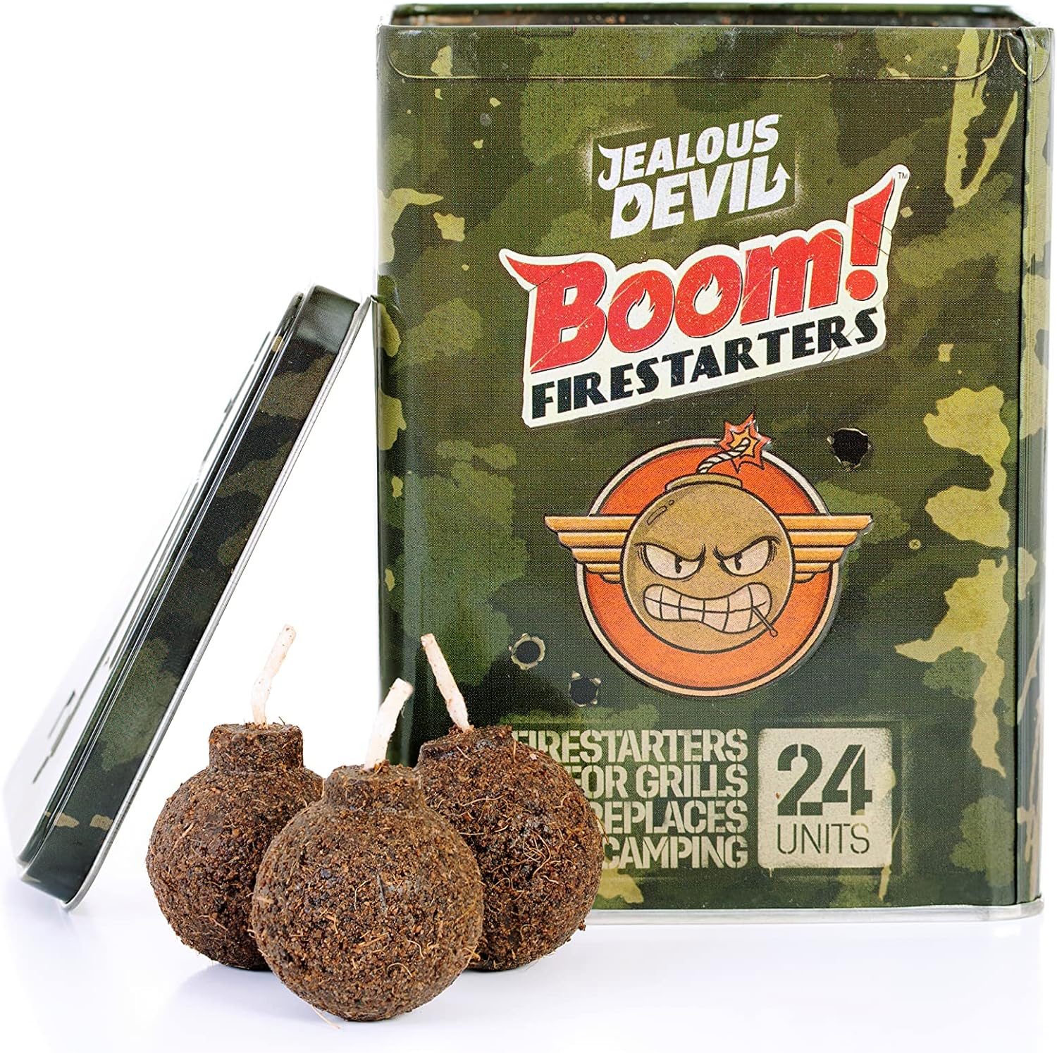 Jealous Devil Boom! Firestarters 24 Pack, 100% Natural Made from Coconut Fiber, No Smoke and Odorless, Waterproof, 20-Minute Long Burn for BBQ Lump Charcoal, Briquettes, Fireplace, Camping and More image number 2