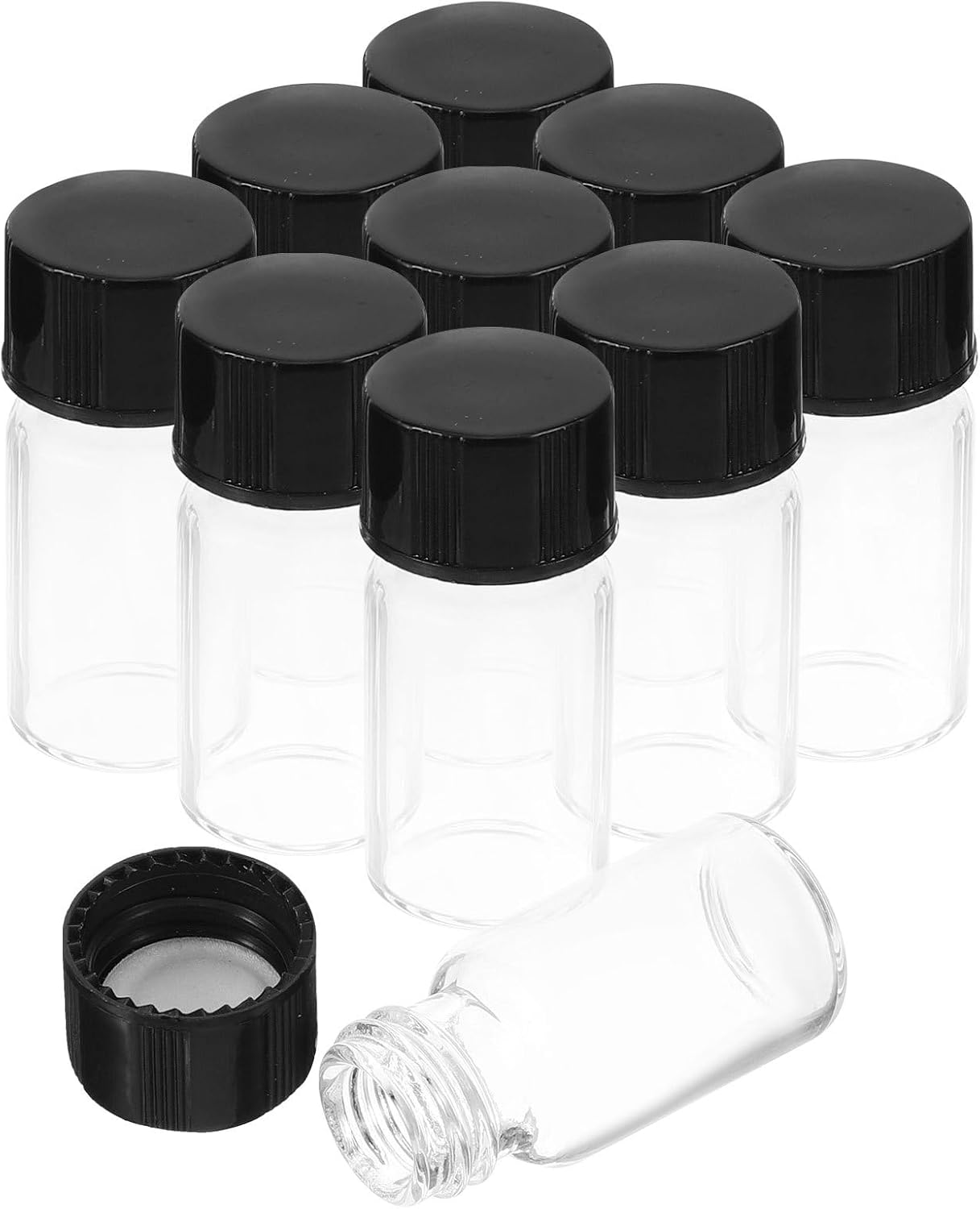 10 Pcs Clear Glass Vials with Screw Caps Small Liquid Sample Vials 3Ml Leak-Proof Vial for Water Samples, Pill, Essential Oil image number 6