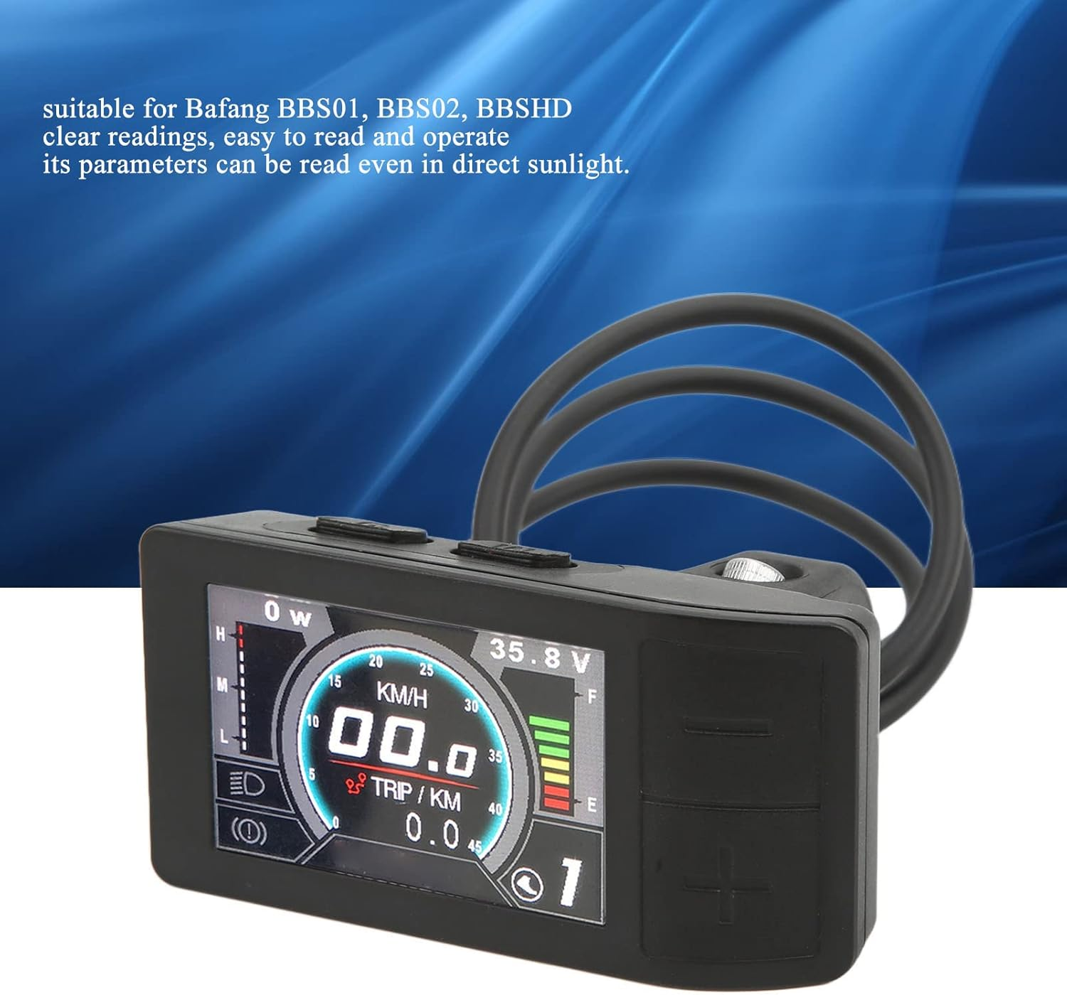 Xunn Ebike Display, 24V-48V LCD Meter, Electric Bike Computer, BBS01/02/HD Support, Waterproof, Includes LCD Display, Control Panel, Mounting Hardware, Manual image number 1