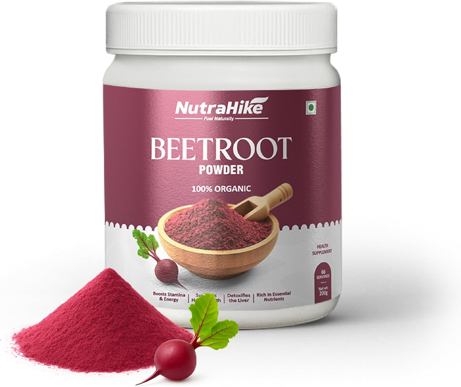 Nutrahike Organic Beetroot Powder 200 G &ndash; Antioxidant-Rich Detox & Immunity Booster image number 3
