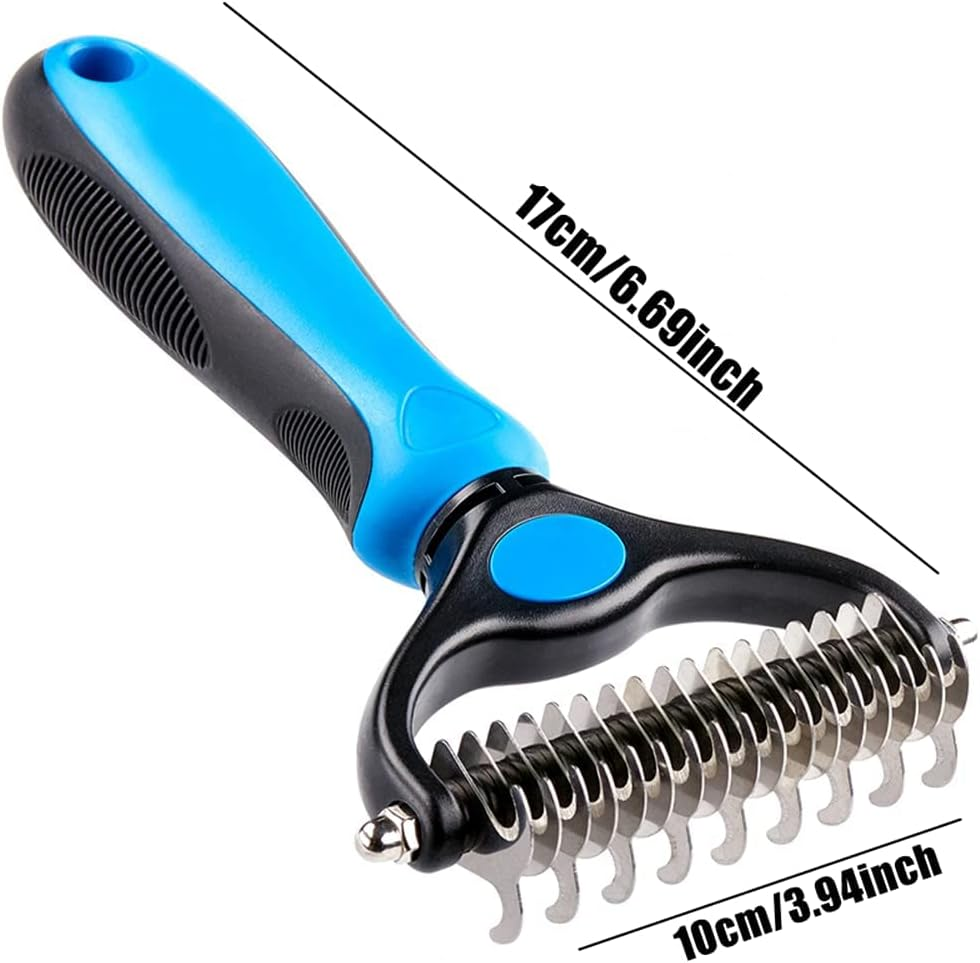 Original Pet Grooming Rake - Double-Sided Deshedding Dematting Tool, Undercoat Rake for Dogs & Cats, Extra-Wide Dog Grooming Brush & Deshedder Comb for Long Hair, Reduces Shedding 95%