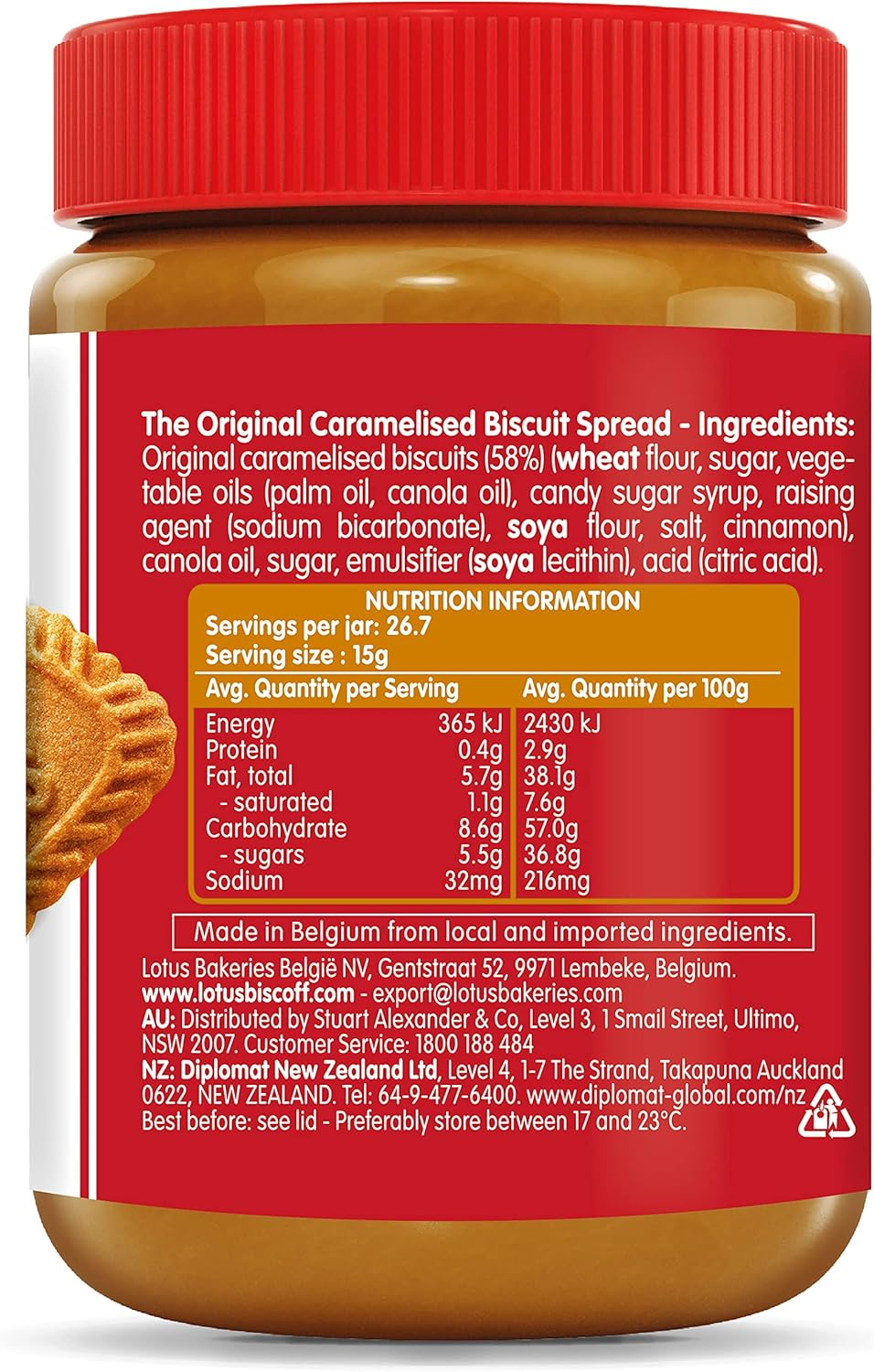 Lotus Biscoff - Sweet Spread - Smooth - 400G Pack of 1