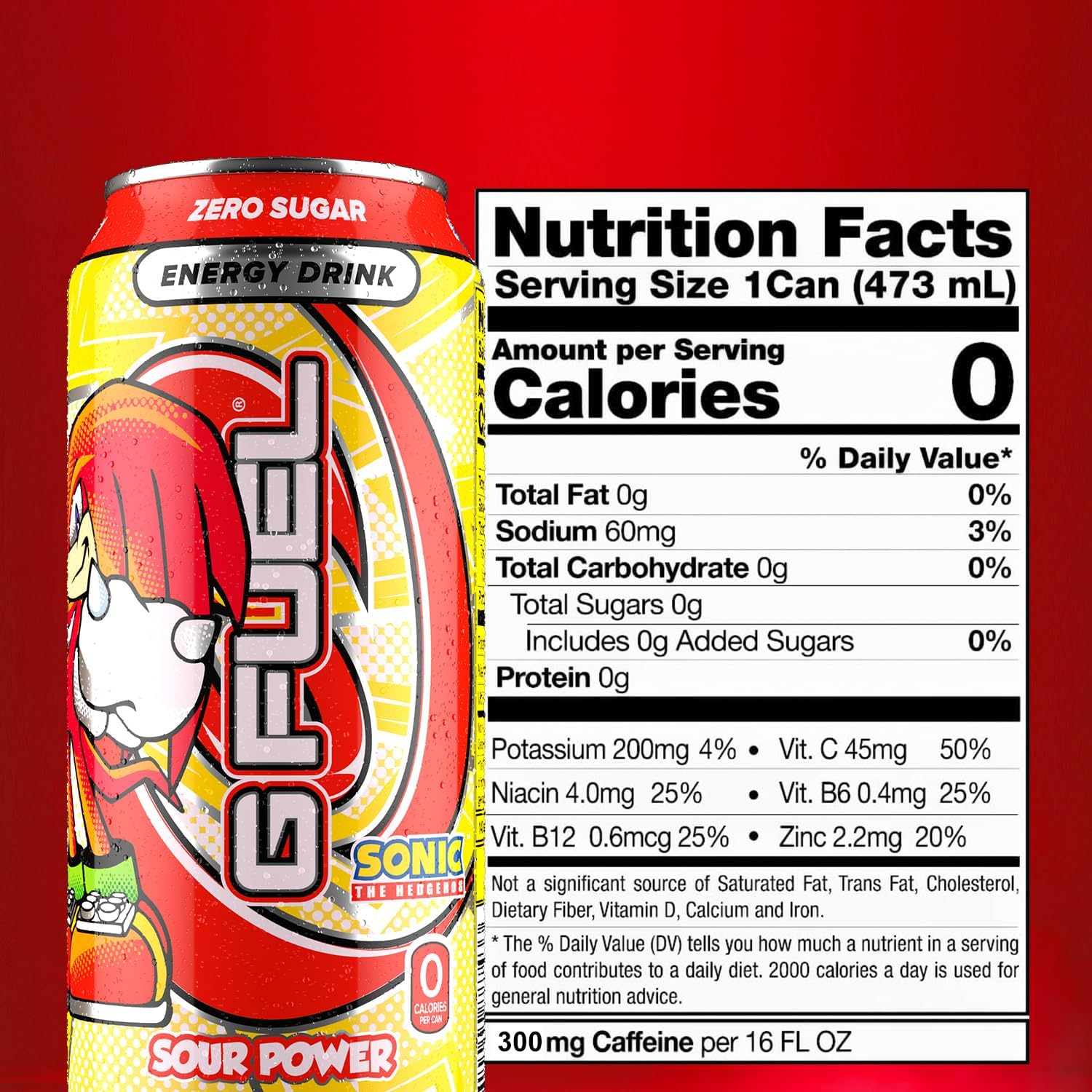 G Fuel Knuckles Sour Power Zero Sugar Raspberry Candy Flavoured Energy Drink 473 Ml (Pack of 12) image number 1