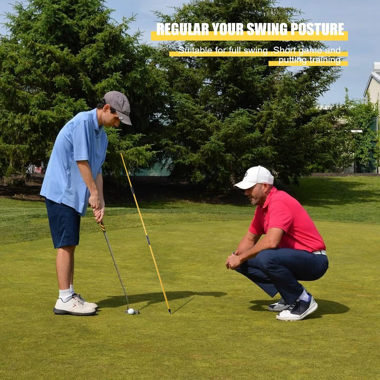 Golf Alignment Stick, 2-Pack Golf Alignment Rods, 48" Collapsible Alignment Stick Golf Training Aid for Aiming, Putting, Posture Corrector, Golf Practice Sticks with Clear Tube Case image number 1