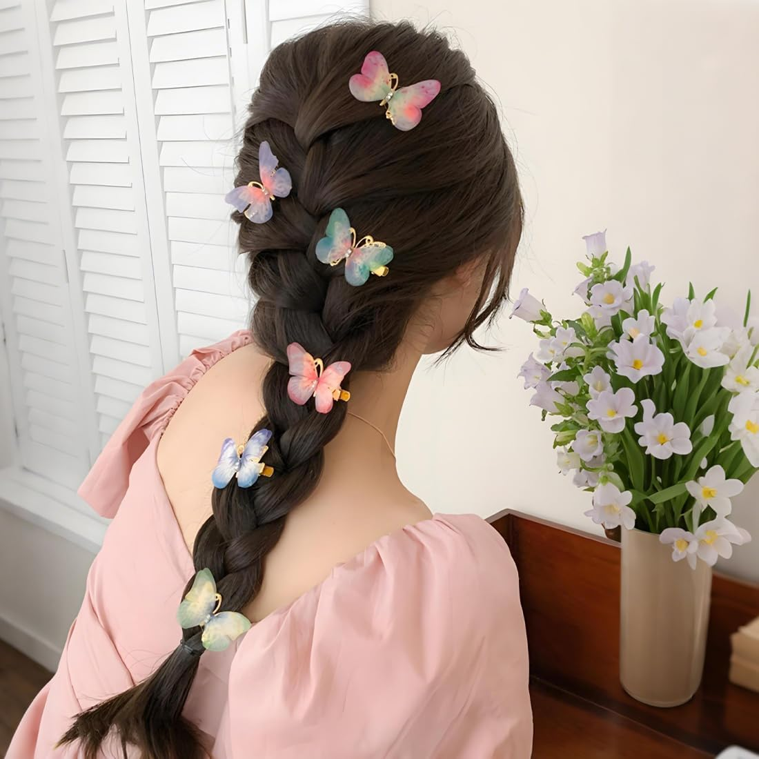 Pack of 20 Butterfly Hair Clips, Hair Clips Girls Women Children Glitter 3D Butterfly Hair Clips Set for Bridal Wedding Accessory image number 1