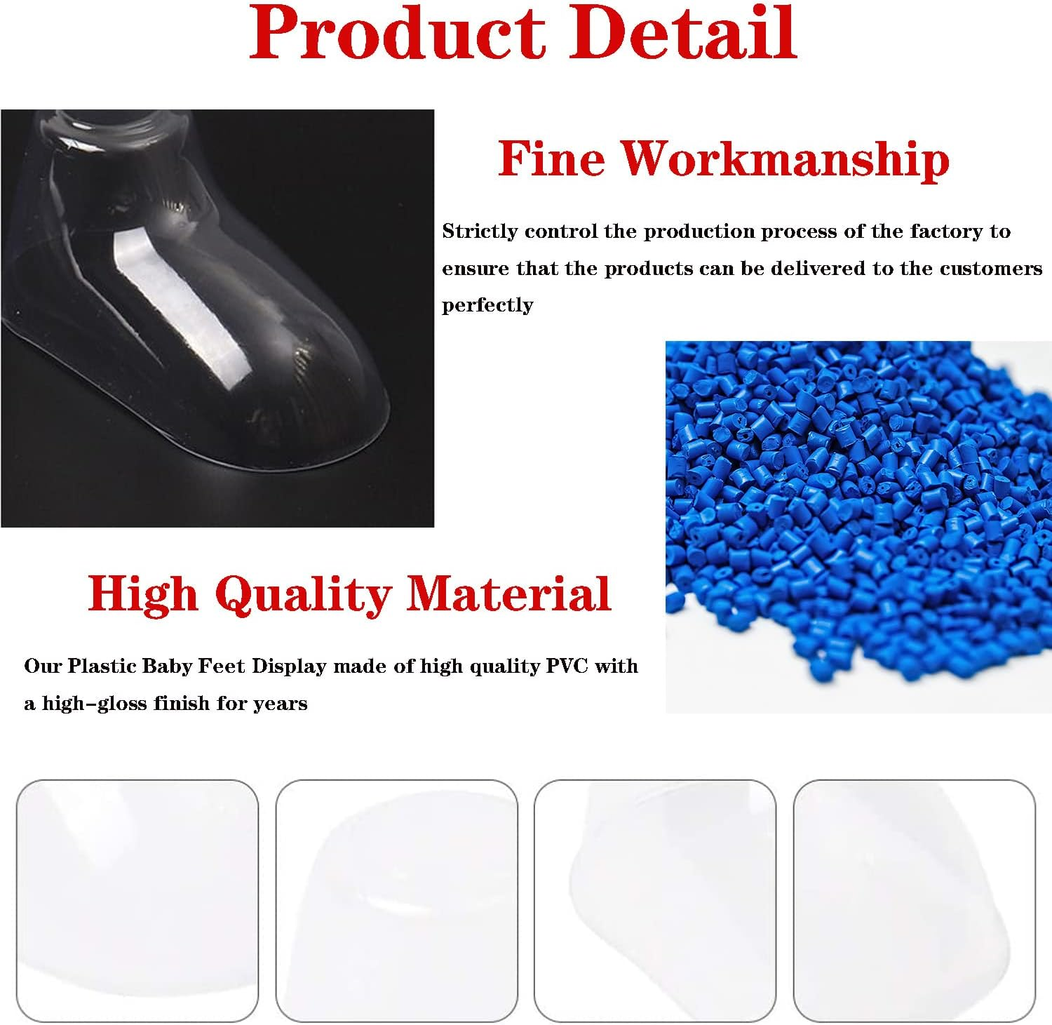 Baby Shoes Display Baby Booties Forms Baby Sock Display, 50Pcs 10Cm Clear Plastic Baby Feet Display Durable Toddler Crochet Baby Shoes Holder, Blue image number 1