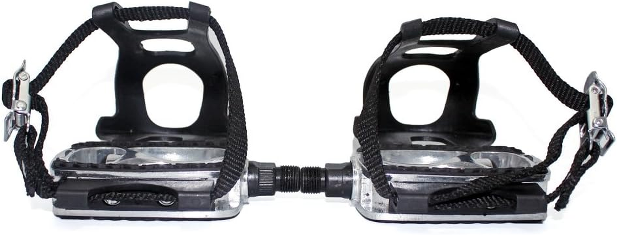 DRBIKE Bike Pedals with Toe Clips/Cages and Straps, 9/16" Aluminum Alloy or PP Bicycle Pedals for Exercise Bike Spin Bike Mountain Bike, 1 Pair image number 6