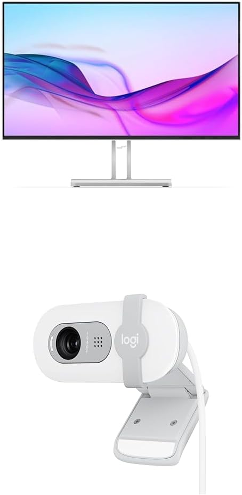 Lenovo L27I-4A 27-Inch FHD Monitor, Antiglare, 100Hz & Logitech Brio 100 Full HD Webcam Bundle