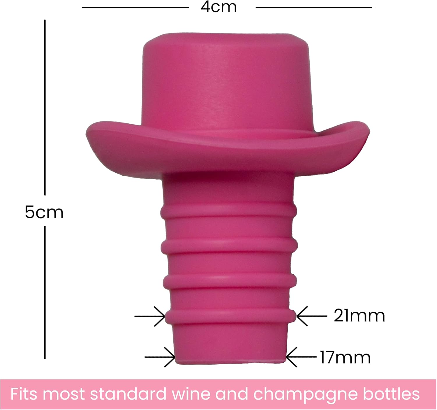 Champagne Stopper - Wine Stopper - 1Pcs - Pink Cowboy Hat - Kitchen Tools & Gadgets - Hens Party Decoration - Bachelorette Party Decorations - Food Grade Silicone - Reusable Airtight Seal - Fun Gift image number 4