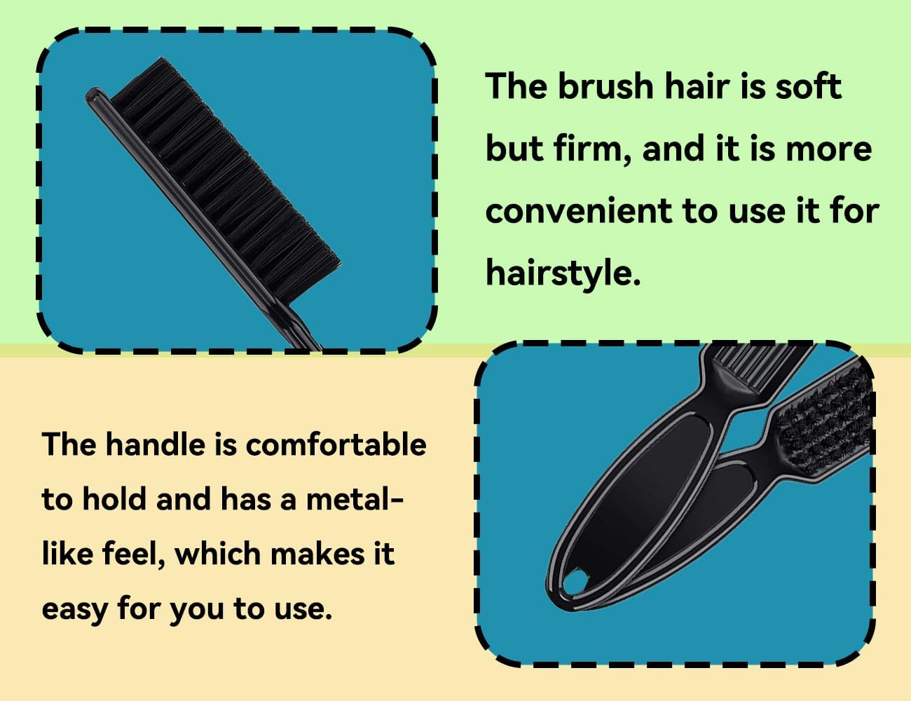 KAPSING Pack of 3 Black Sleek Bun Brush Hairdressing Accessories Brush for Sleek Braid Barber Brush Nylon Brush Nail Brush image number 3