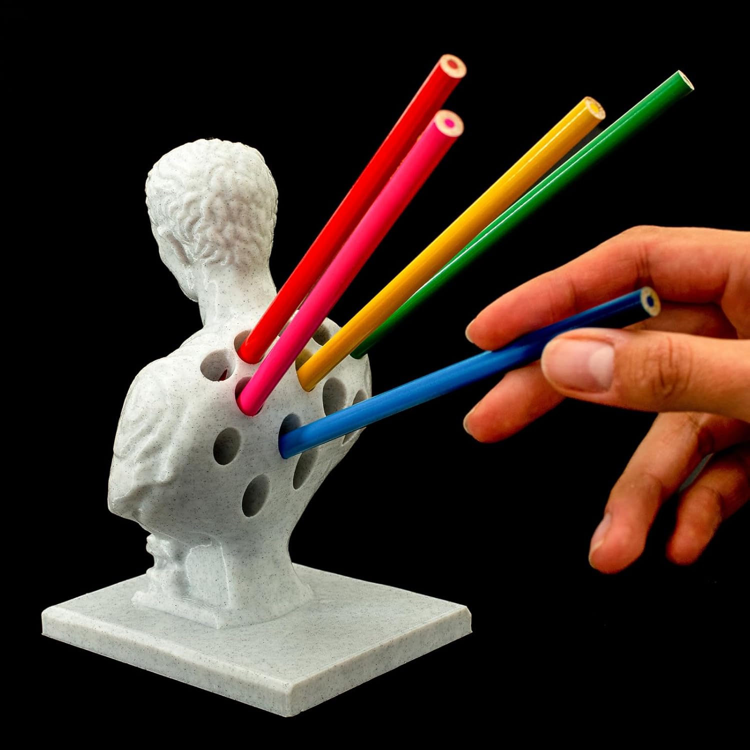 Julius Caesar Holder, Julius Caesar Statues Pencil Holder Desk Ornament, Resin Pencil Holders Desk Accessories and Organizer, Desk Decor for Home, Dorm, Classroom image number 4
