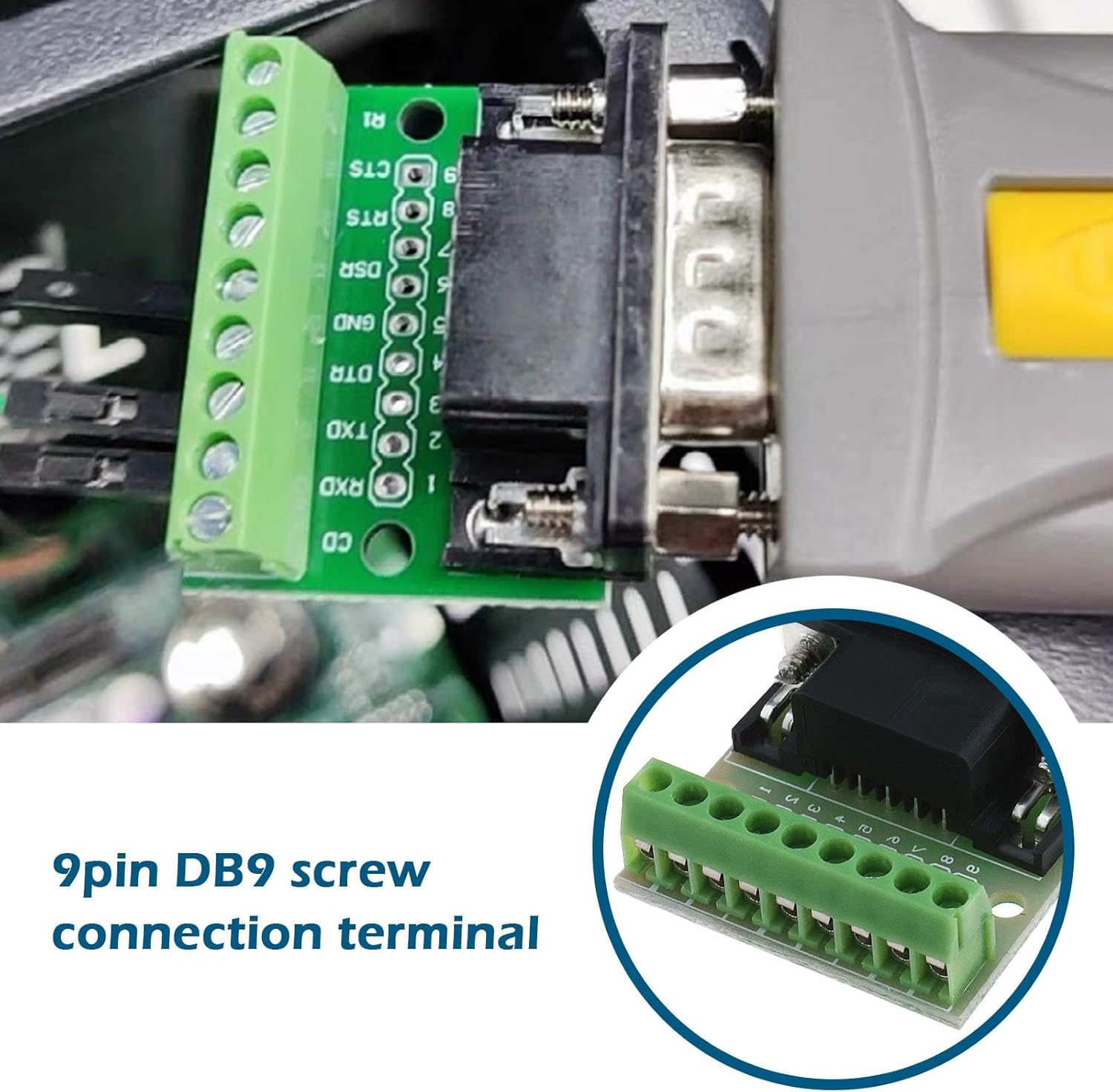 Emagtech 2PCS DB9 Breakout Board Connector 9 Pin 2 Row Male RS232 Serial Port Terminal Block Adapter Solderless Module for Automatic Control Equipment image number 1